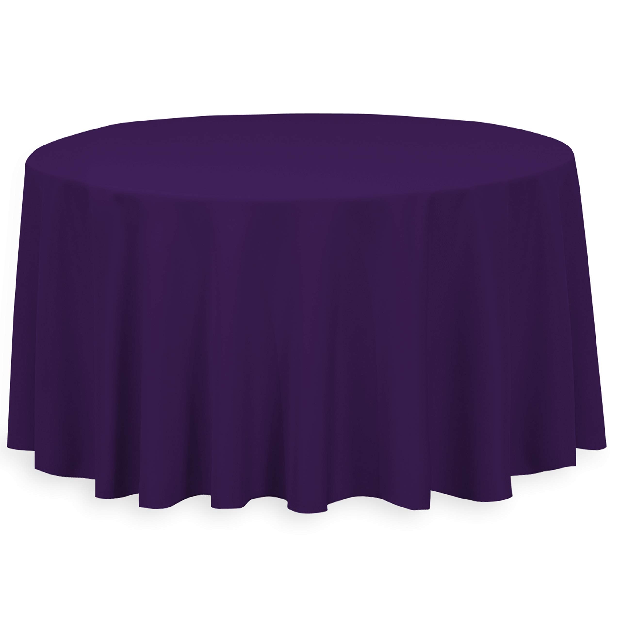 Linentablecloth 120-Inch Round Polyester Tablecloth Purple