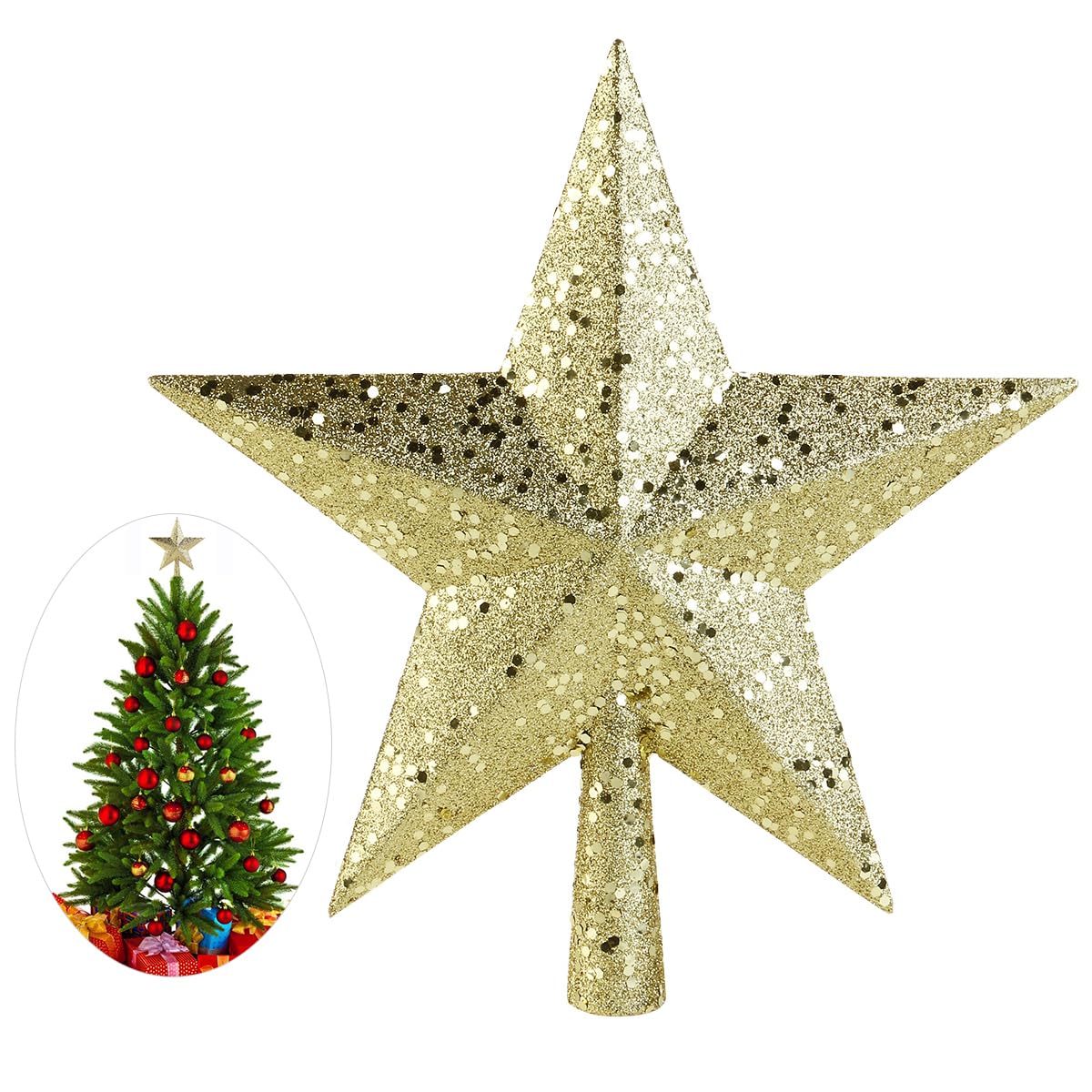 Cabilock Mini Christmas Tree Topper Small Star Tree Topper Christmas Star Treetop Ornaments Decorative for Xmas Christmas Party(