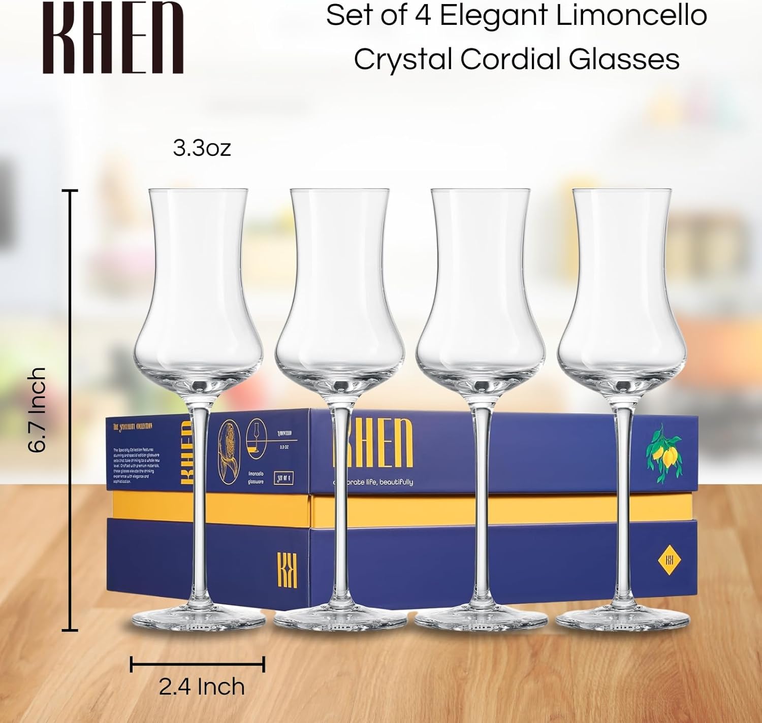 Specialty Limoncello Cocktail Glassware, Set of 4