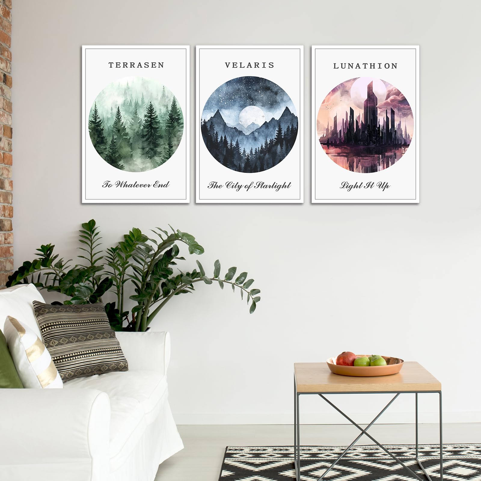 Dfaiuy 3 Piece Sarah J Maas Books Poster Art Print Sarah Maas Acotar Crescent City Throne Of Glass Series Canvas Wall Art Fantas