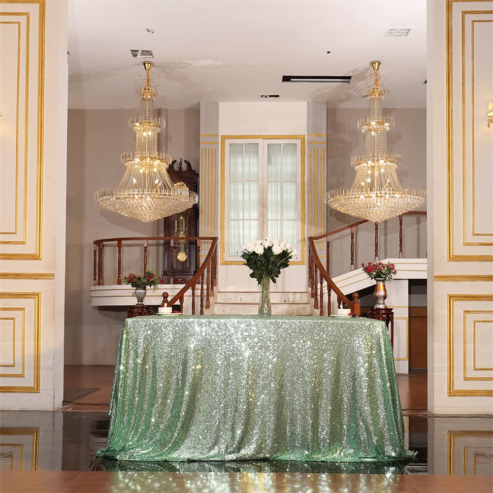 Eternal Beauty Sequin Tablecloth,Sparkly Table Cloth for Wedding Party, Christmas Christmas Glitter Tablecloth (60x120, Mint Gre
