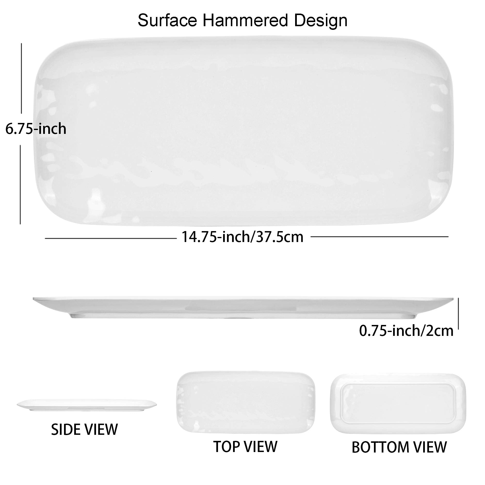 3 Tiered Serving Platter, 3-Piece 14.75'' Melamine Tray And Tier Rack, Rectangular Food Display Stand With White Melamine Platte
