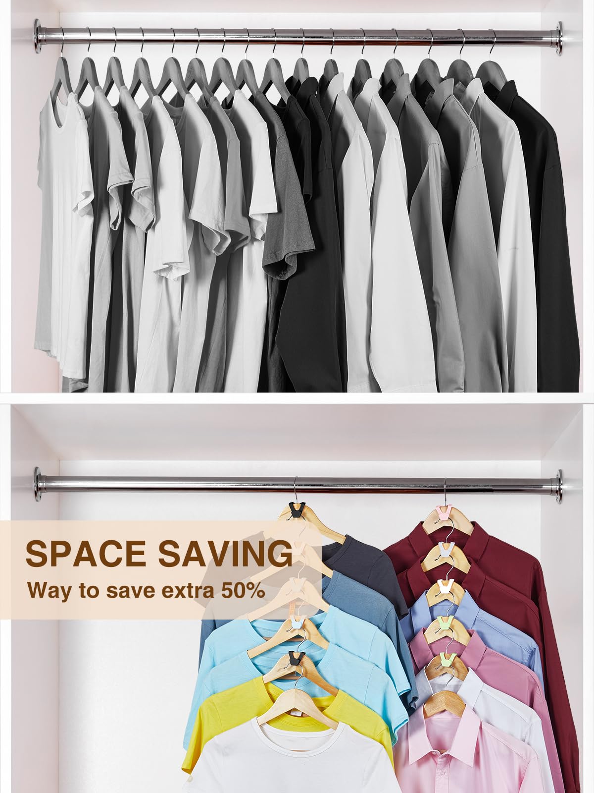 Smartor Clothes Hangers Connector Hooks - 60 Pack, Space Saving Hangers For Closet Organizers And Storage, Dorm Room Essentials