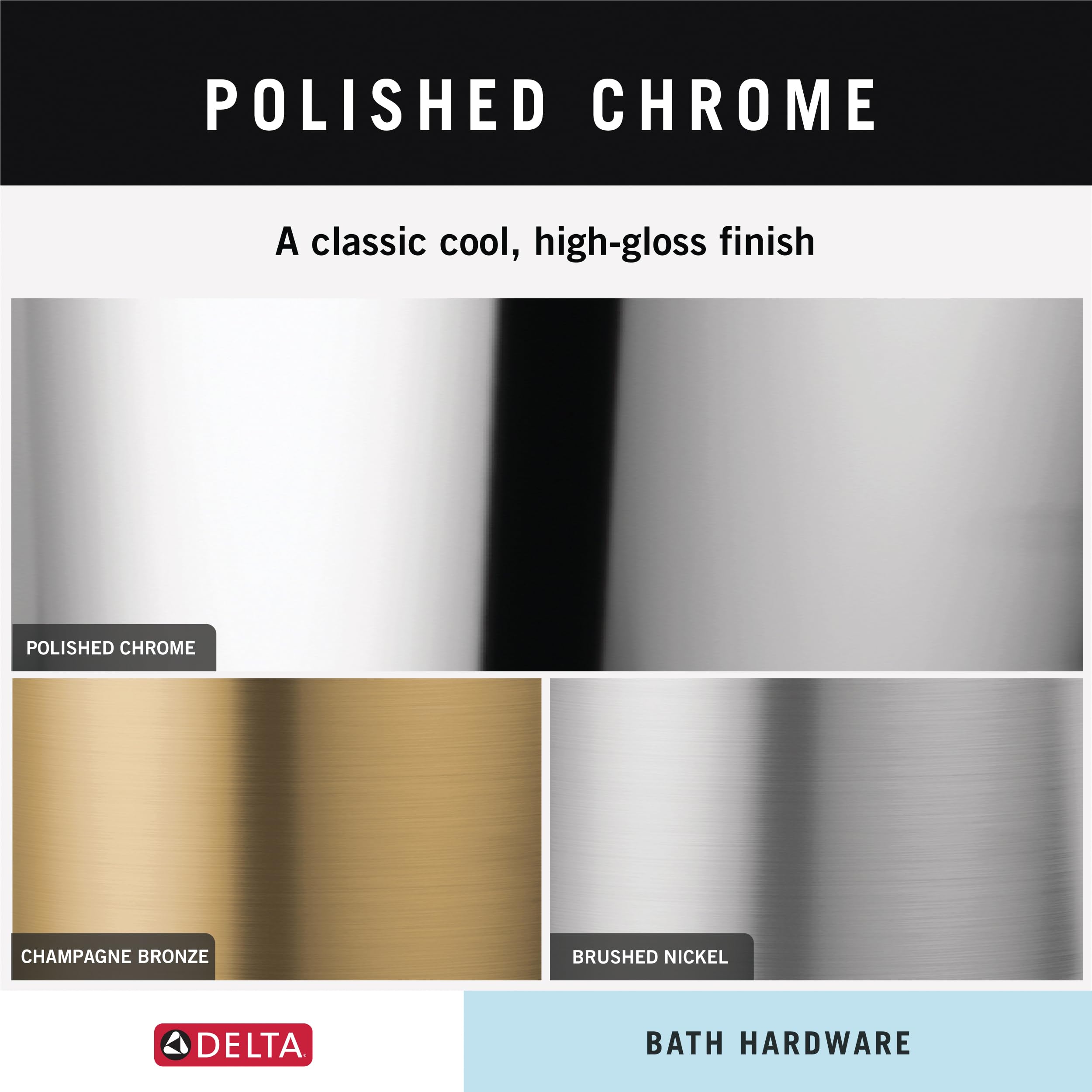 Delta Cassidy Hand Towel Holder, Polished Chrome, Square Towel Ring, 2.63 x 7 x 2.63 Inches, Model 79746, Bathroom Accessories