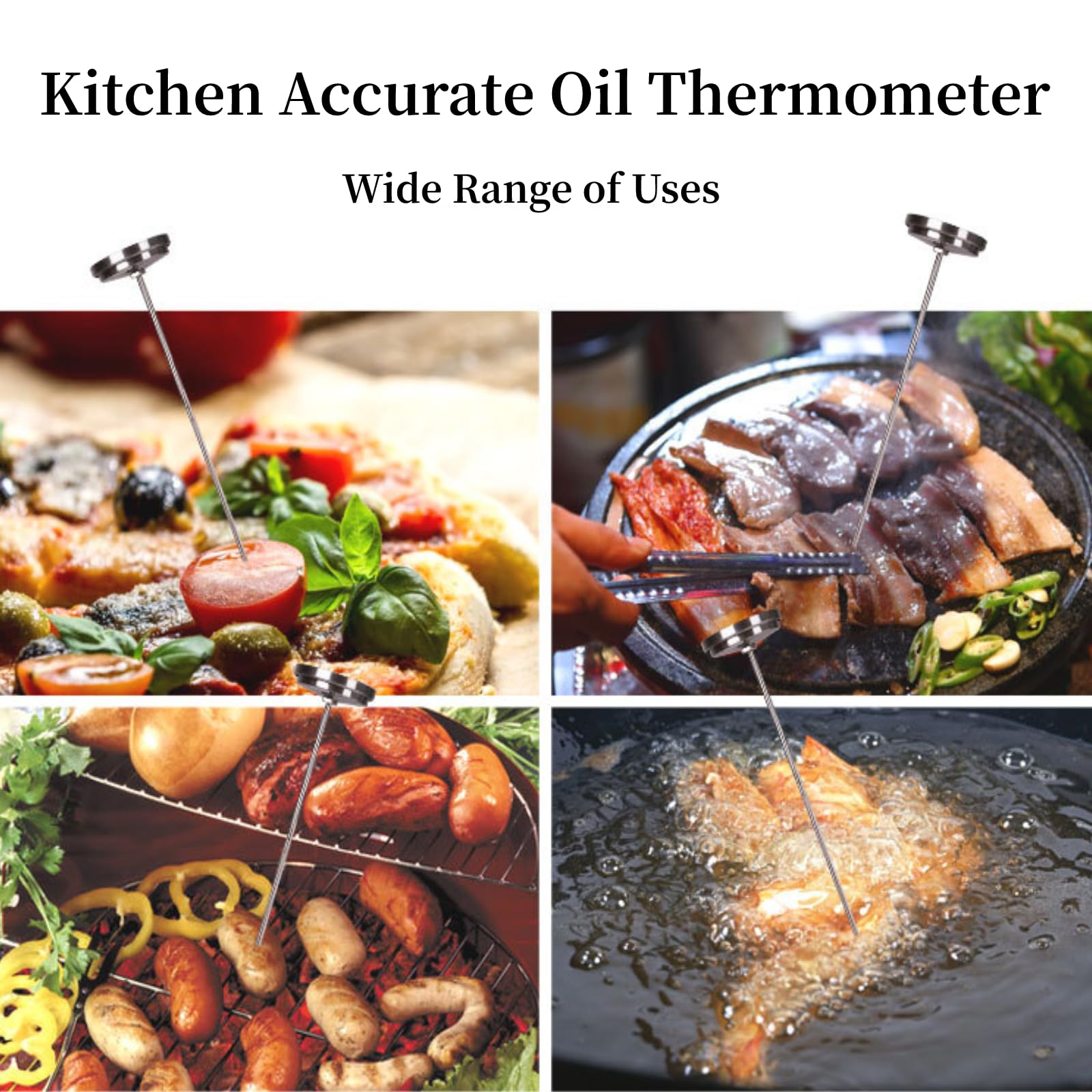 Stainless Steel Frying Thermometer Milk Tea Coffee Fryer High Temperature Thermostat For Turkey Bbq Grill Meat Oil Milk Yogurt T