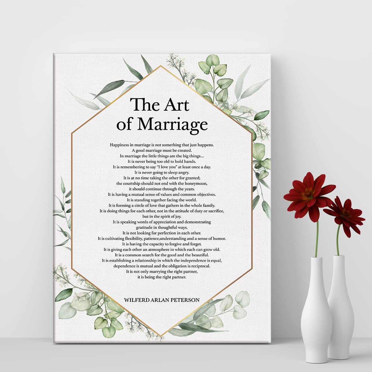 Lexsivo The Art Of Marriage Print Canvas Wall Art Home Decor Happiness In Marriage Is Not Something Painting 12X15 Canvas Poster