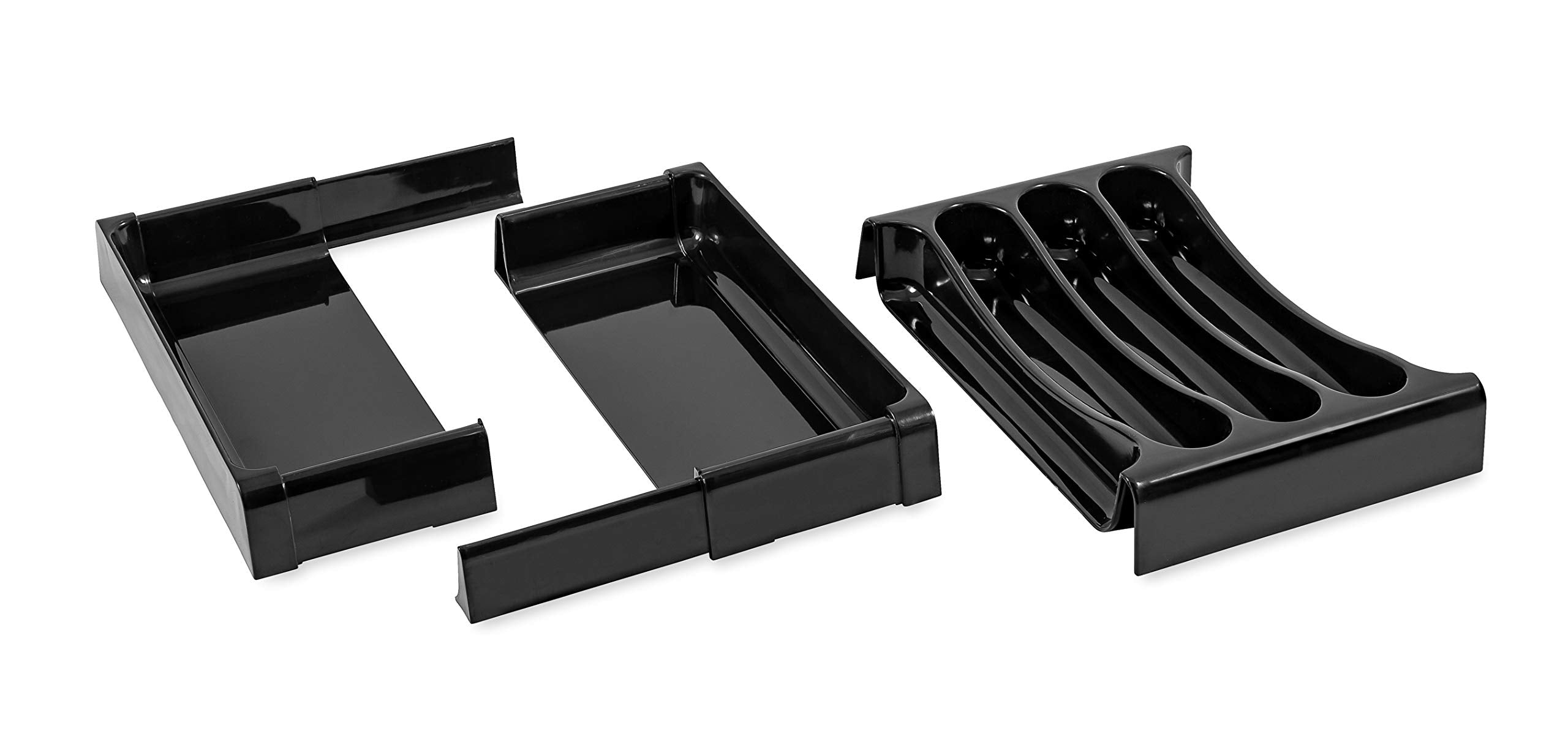 Camco 43504 Rv Adjustable Cutlery Tray, Black - Easily Organize And Store Your Kitchen Flatware - Create A Custom Fit To Your Dr