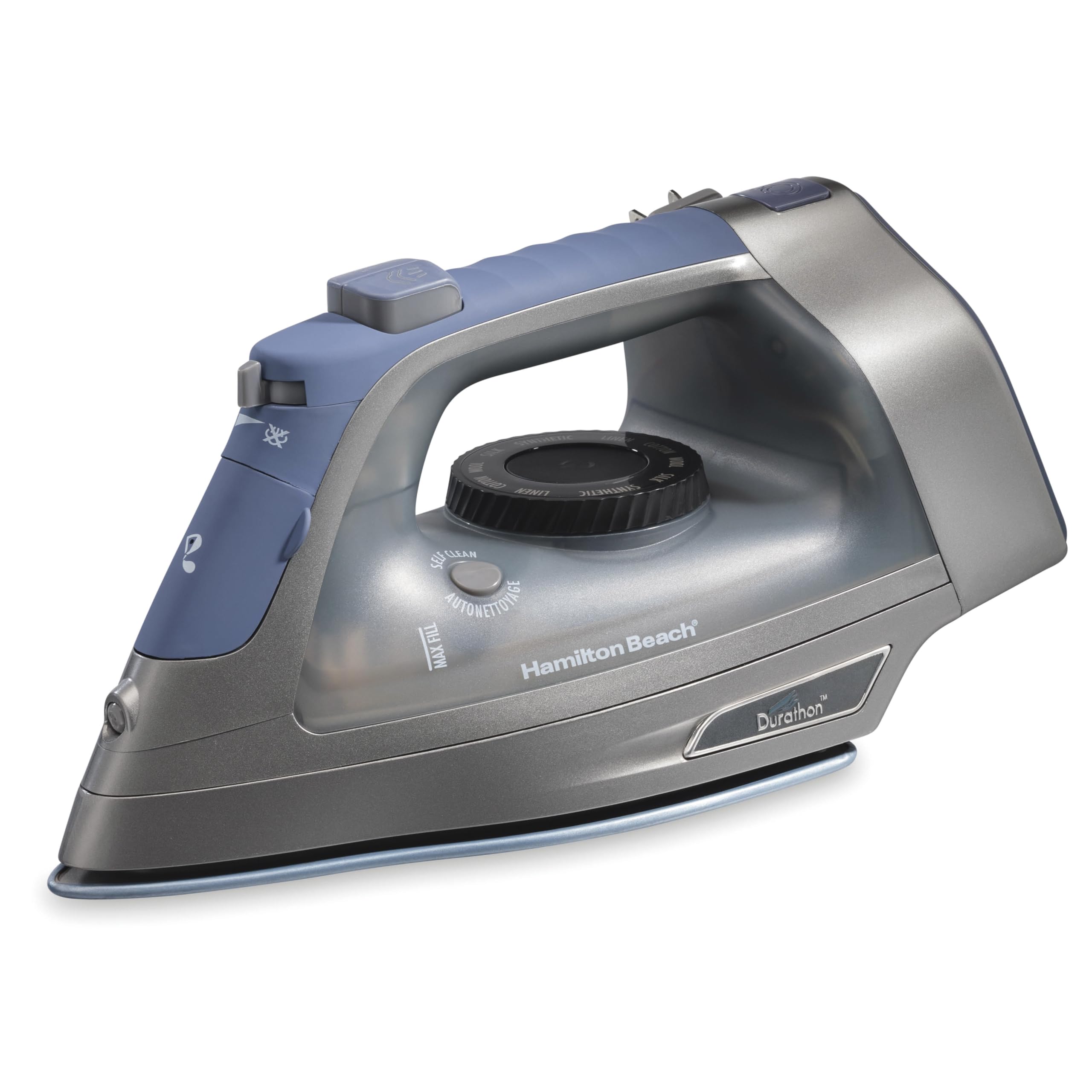 Hamilton Beach Steam Iron & Vertical Steamer for Clothes with Scratch-Resistant Durathon Soleplate, 8 Retractable Cord, 3-Way A