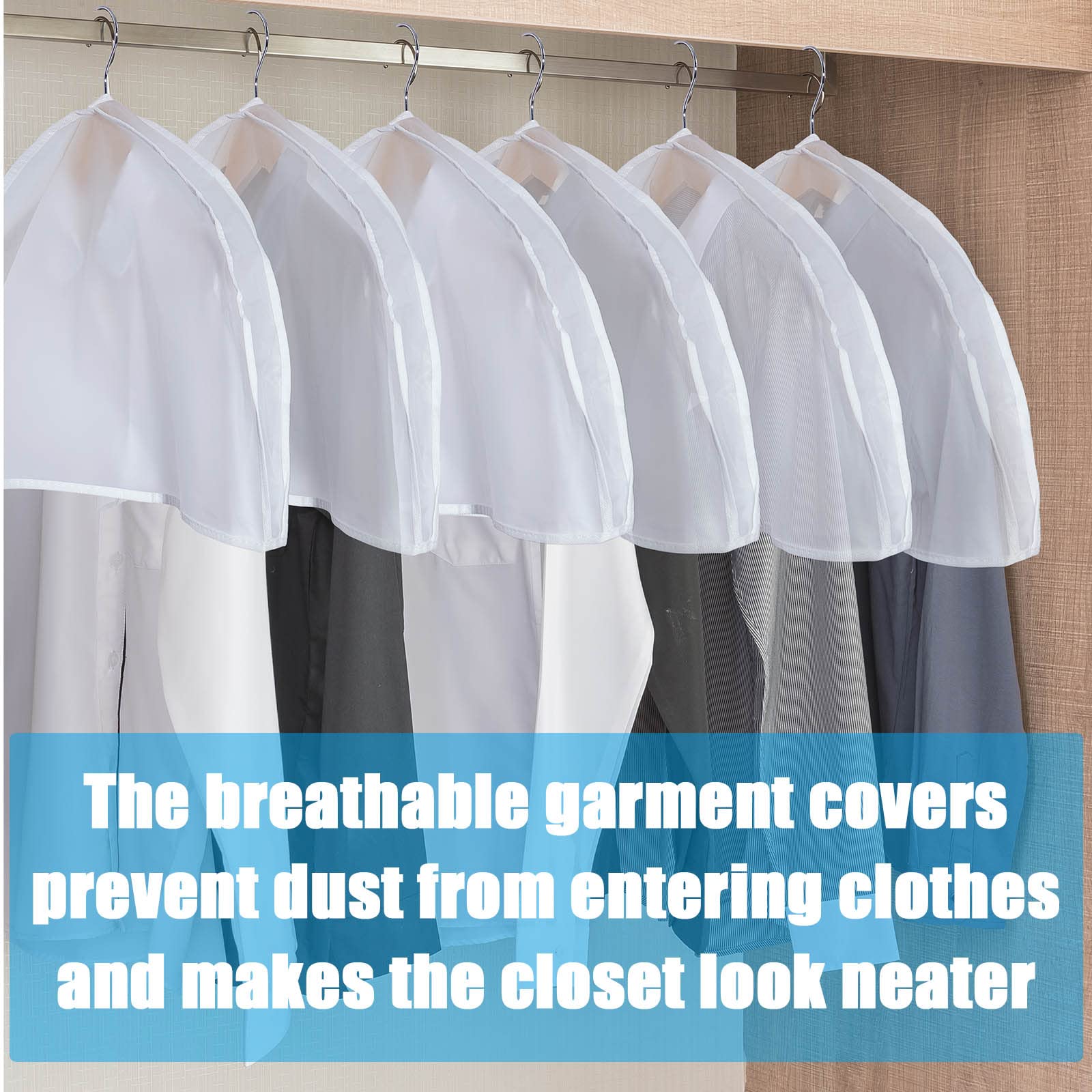 Patelai 80 Pieces Shoulder Covers 24 X 12 X 2 Inches Garment Covers Clothes Covers For Hanging Clothes For Closet Storage Suit,