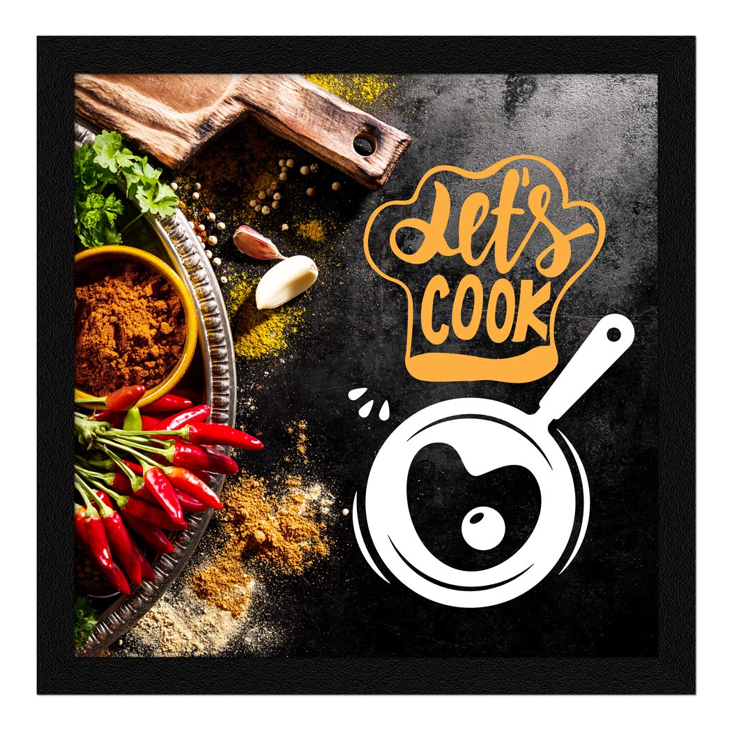 Artx Kitchen Food Quotes Motivational Funny Wall Art Frames, Framed Posters, 20 X 20 Inches, 10.0 X 10.0 Inches Each, Multicolor