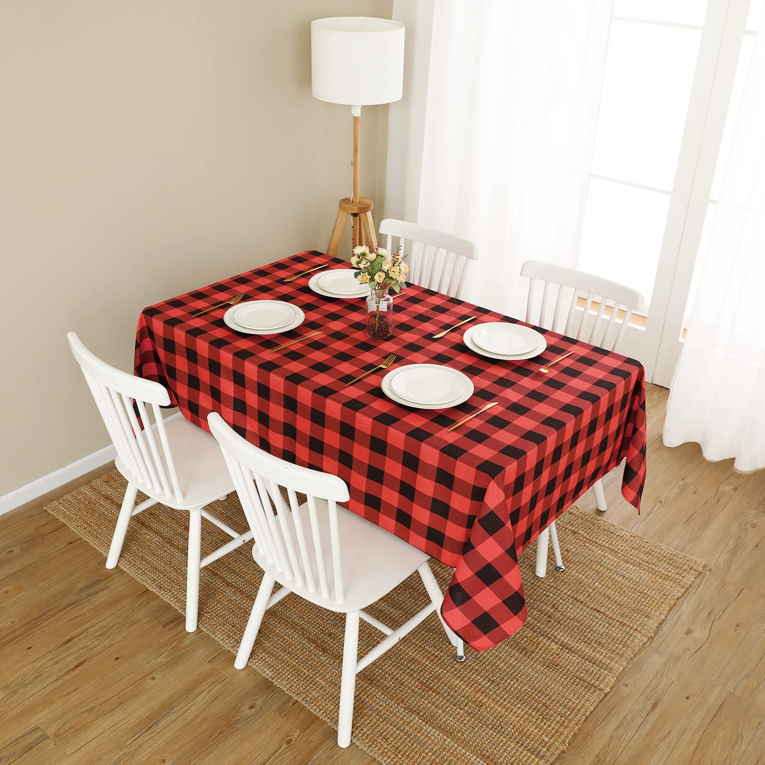 Softalker Christmas Gingham Checkered Rectangle Tablecloth - Buffalo Plaid Farmhouse Table Cloth Waterproof Stain Resistant Tabl