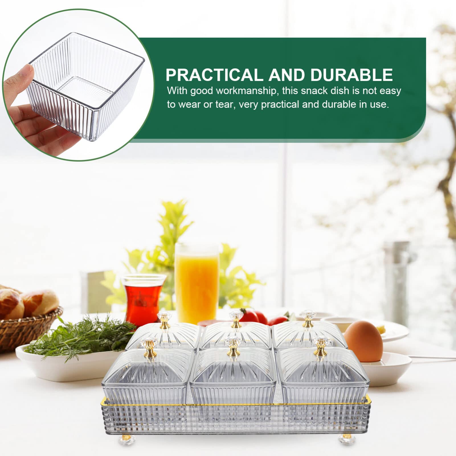 Cabilock Wedding Decor Dry Fruit Tray With Lid Divided Snacks Dish Serving Plate Appetizer Plate With Tray Party Wedding Nuts Pl