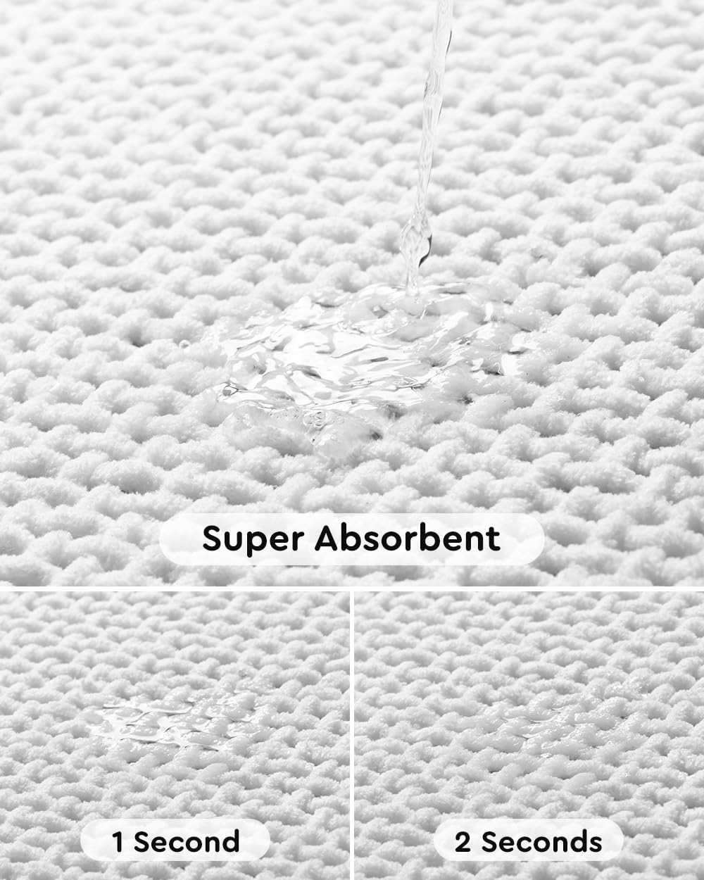 Tchidio Soft Chenille Bath Mat-Super Absorbent Bathroom Mat Quick Dry- Rubber Backed Bath Mats For Bathroom Floor Non Slip- Mach