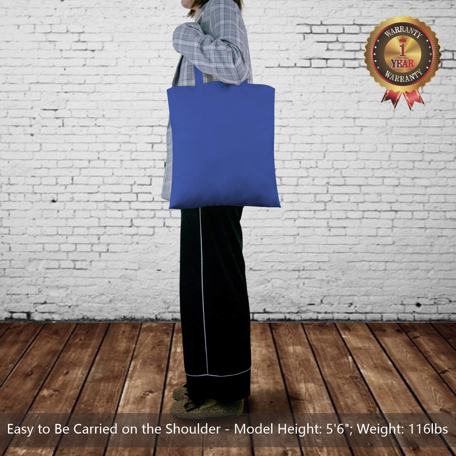 Topdesign 24-Pack Economical 16''X15'' Blue Cotton Tote Bag, Lightweight Medium Reusable Grocery Shopping Cloth Bags, Suitable F