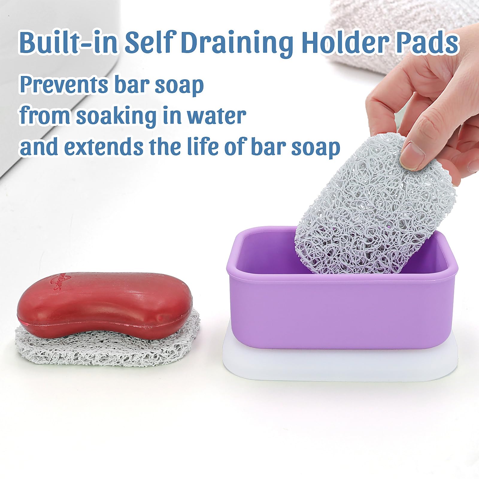 Ozner Enhanced Leak Proof Travel Soap Case, Silicone Travel Soap Holder With Drainage Pad, Compact Shampoo Bar Travel Case, Shat