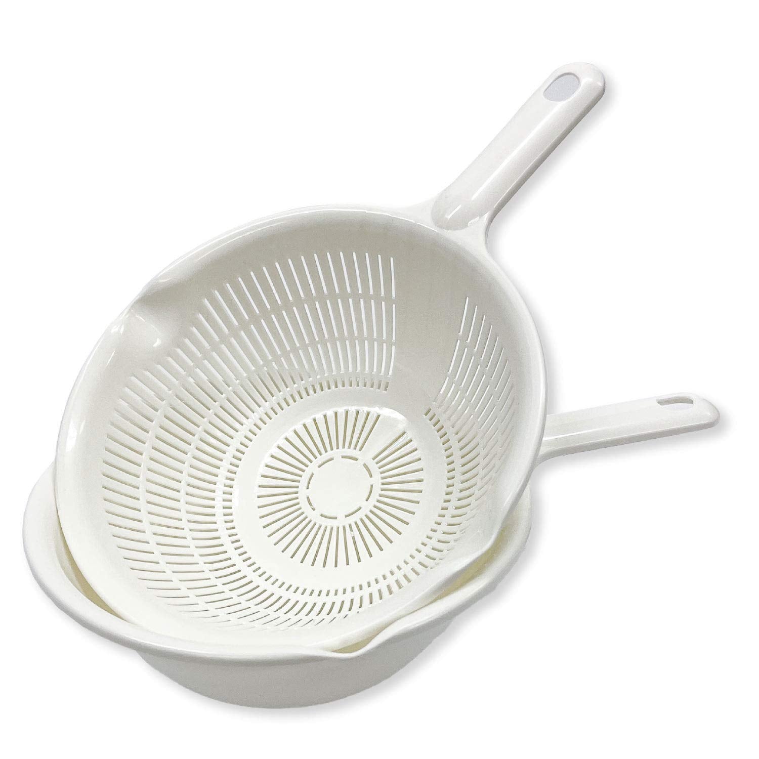 Kitchen Colanders And Bowl With Handle Pair Set. Easy To Use, 1.3-Quart, 8'' Handy Size, For Pasta, Spaghetti, Berry, Veggies, F