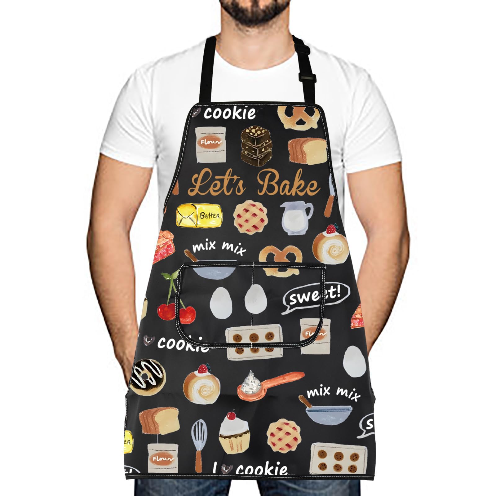 Lets Bake Mix Mix Sweet I Love Cookie Pastry Chef Baking Apron New Home Kitchen Gift for Her Him (mix mix)