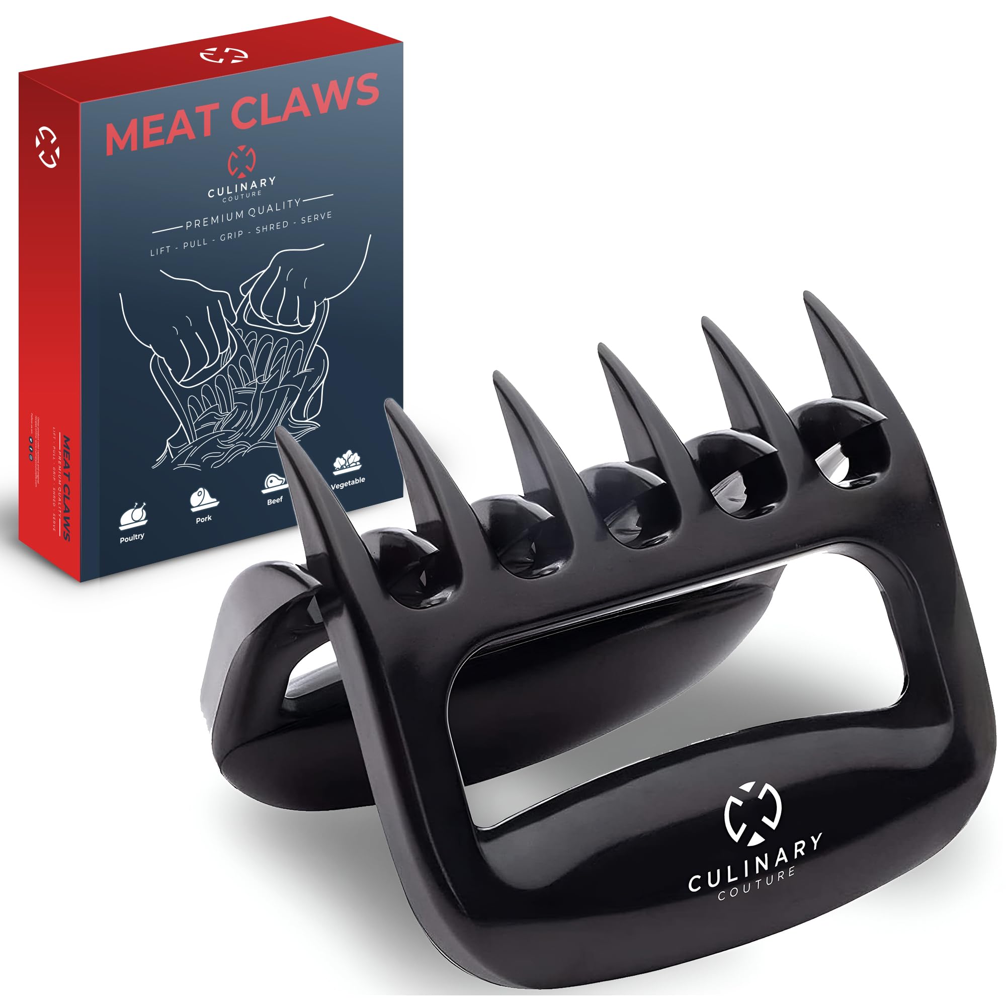 Culinary Couture Black Meat Shredder Claws - Bear Claws For Shredding Meat - Claws For Pulled Pork, Chicken Shredder Tool - Perf