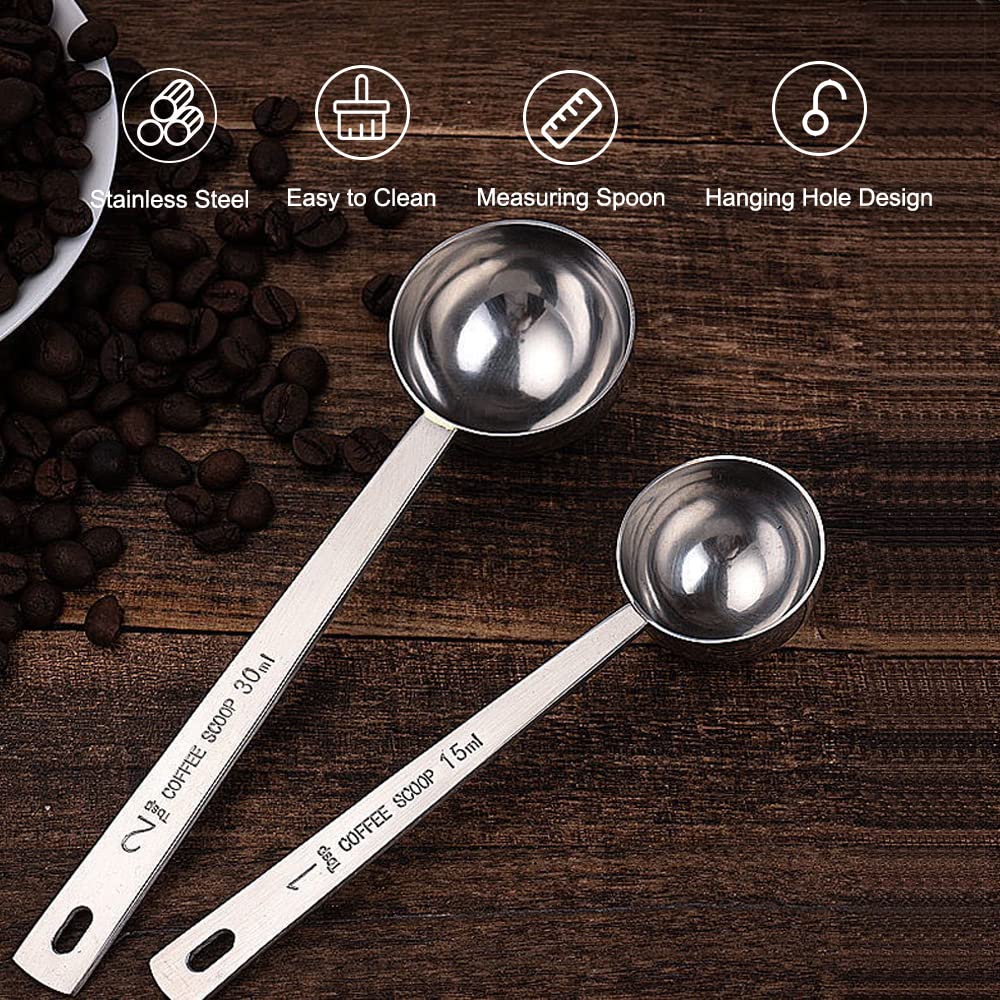 Coffee Scoop, Stainless Steel Coffee Spoons Set, 1 Tablespoon (15Ml) And 1 Tablespoons (30Ml) Measuring Spoon, Tablespoon Measur