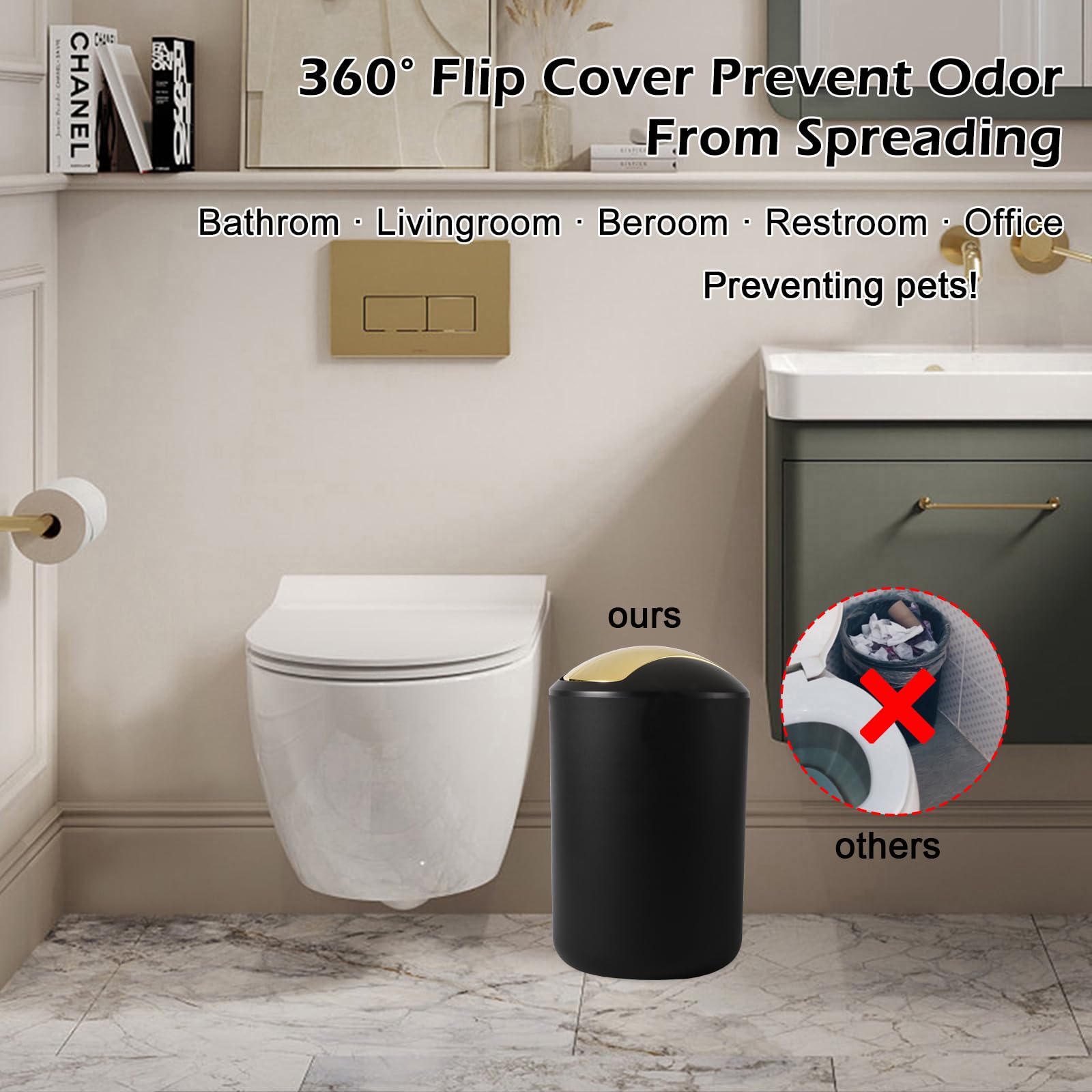 Black Bathroom Set With Shower Curtain And Rugs 25Pcs Complete -Trash Can, Soap Dispenser, Soap Dish, Toilet Brush, Toothbrush H