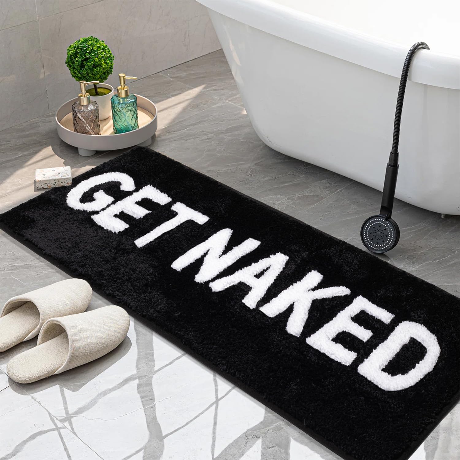 Get Naked Bath Mat Runner Cute Bathroom Rugs Non Slip Absorbent Bathroom Runner Long Get Naked Rug Funny Bathroom Decor For Apar