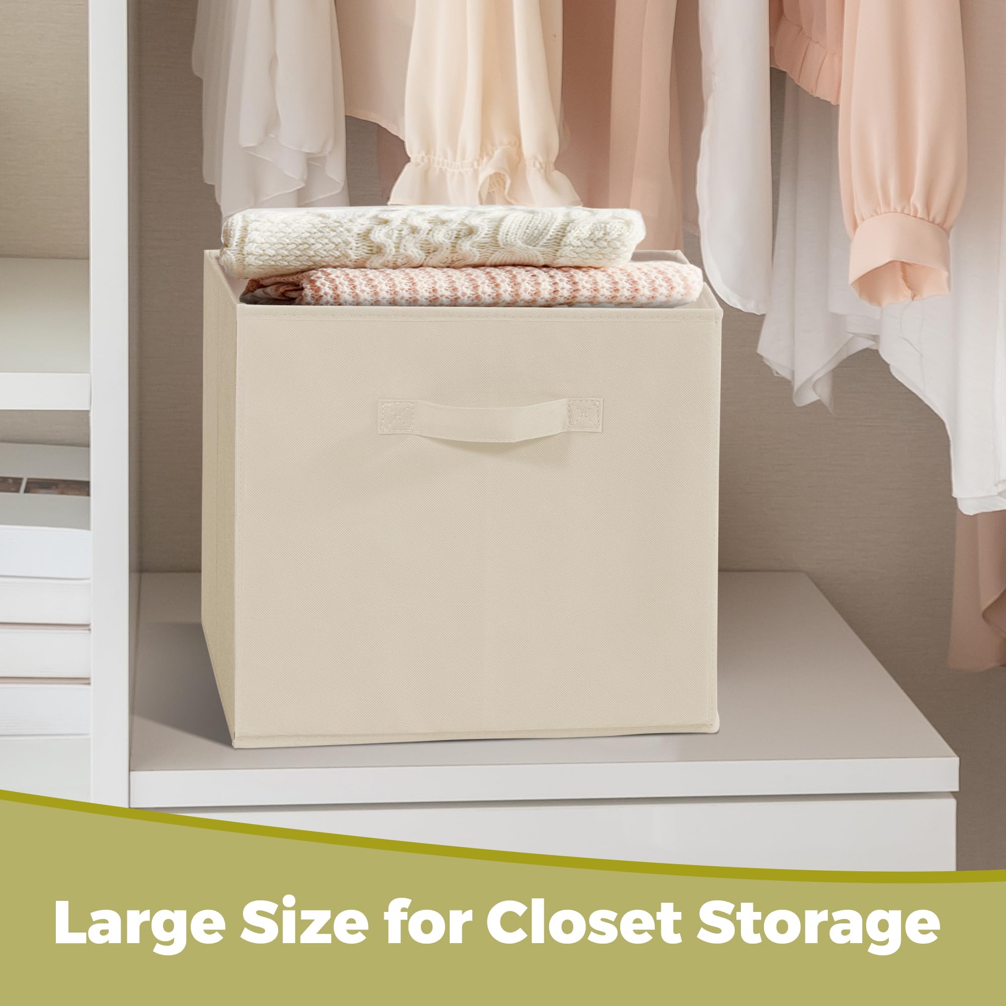 Storageideas 11X11 Storage Bins, Set Of 10 Storage Cubes, Collapsible Cube Storage Bins, Fabric Closet Organizers With Handles F