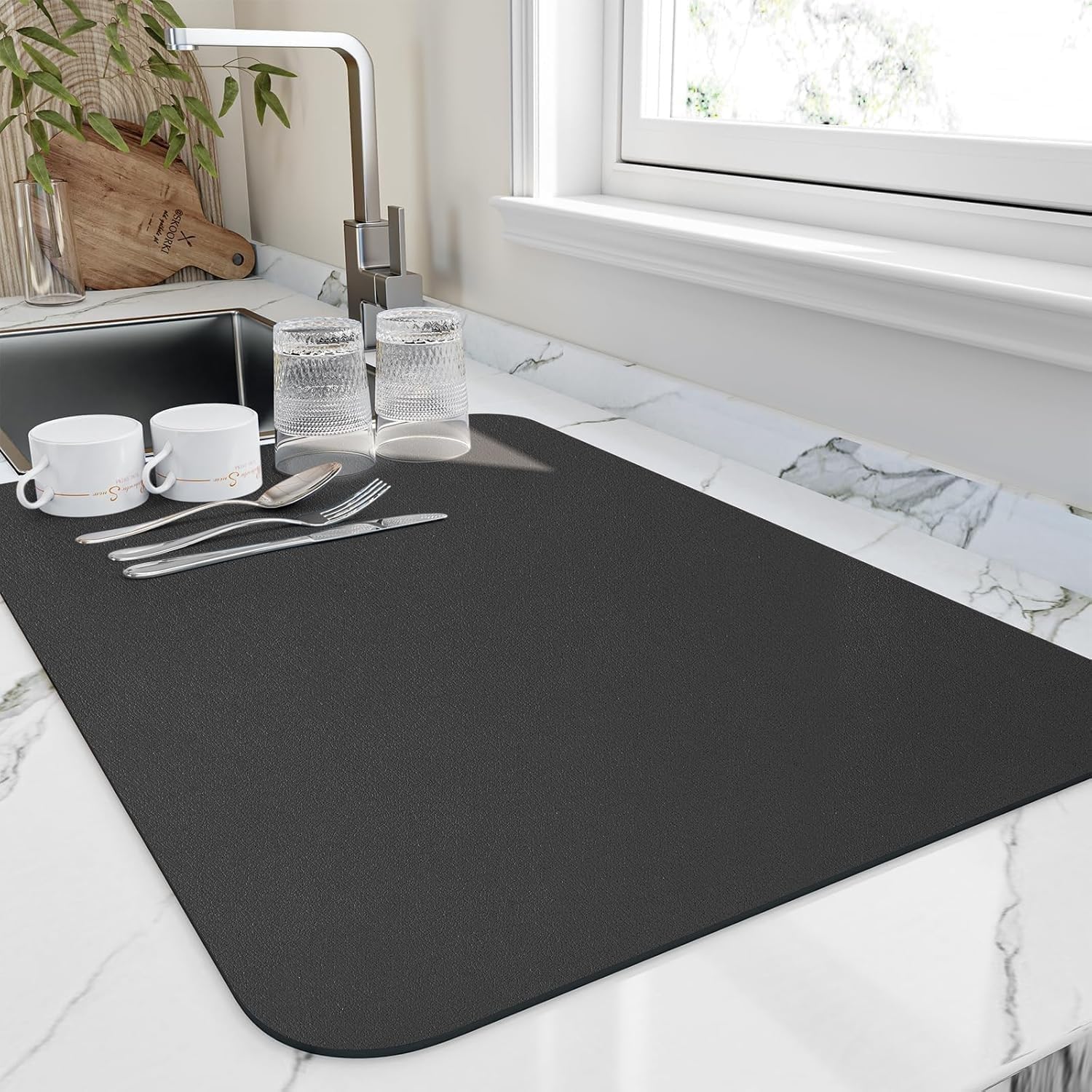 Maa Mogal Creation Dish Drying Mat, Microfiber, Black, 40 X 60 Cm, Pack Of 1