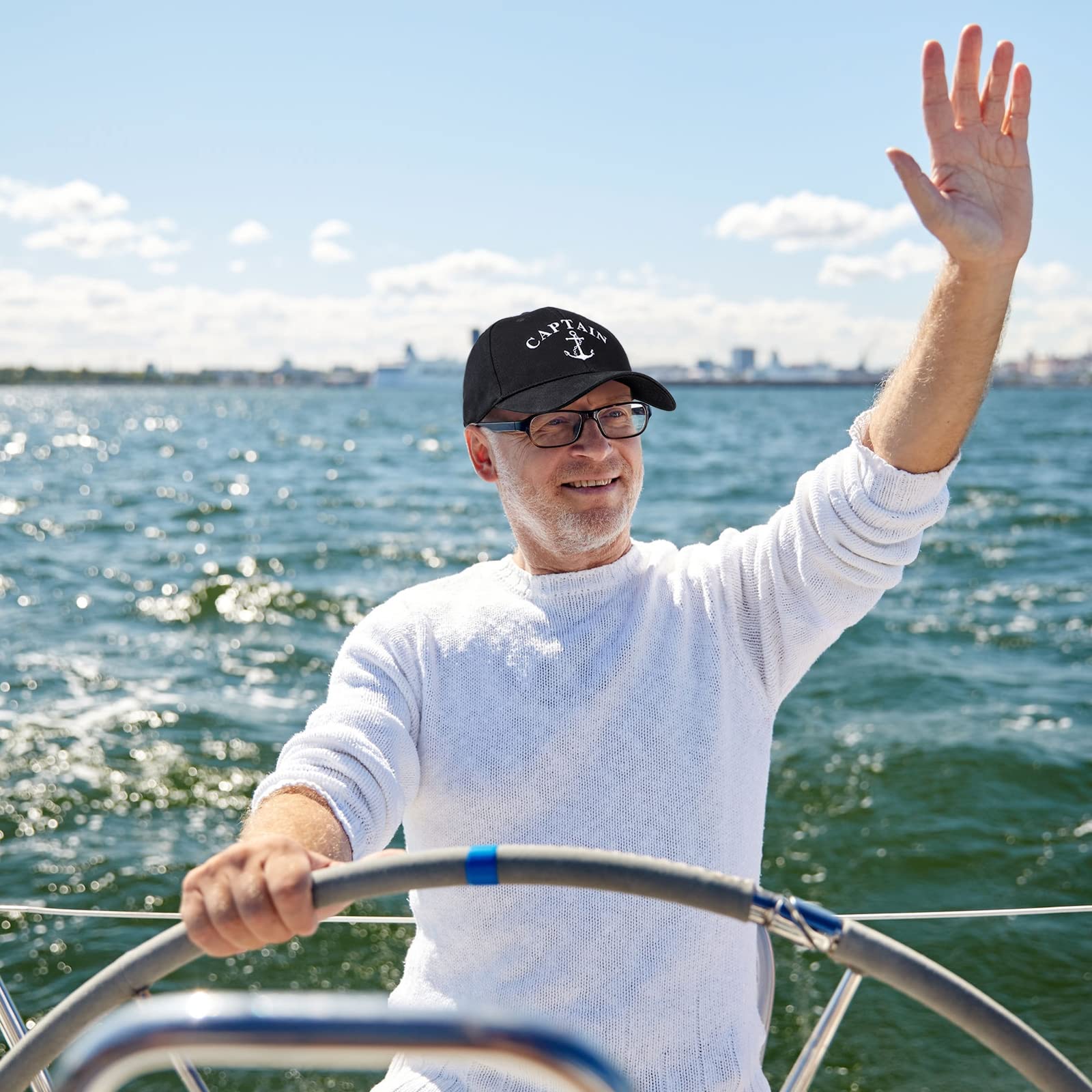 Handepo Boating Accessories Gifts For Men Boat Captain Cap I'M Captain Tumbler Boating Baseball Cap Nautical Cups Stainless Stee