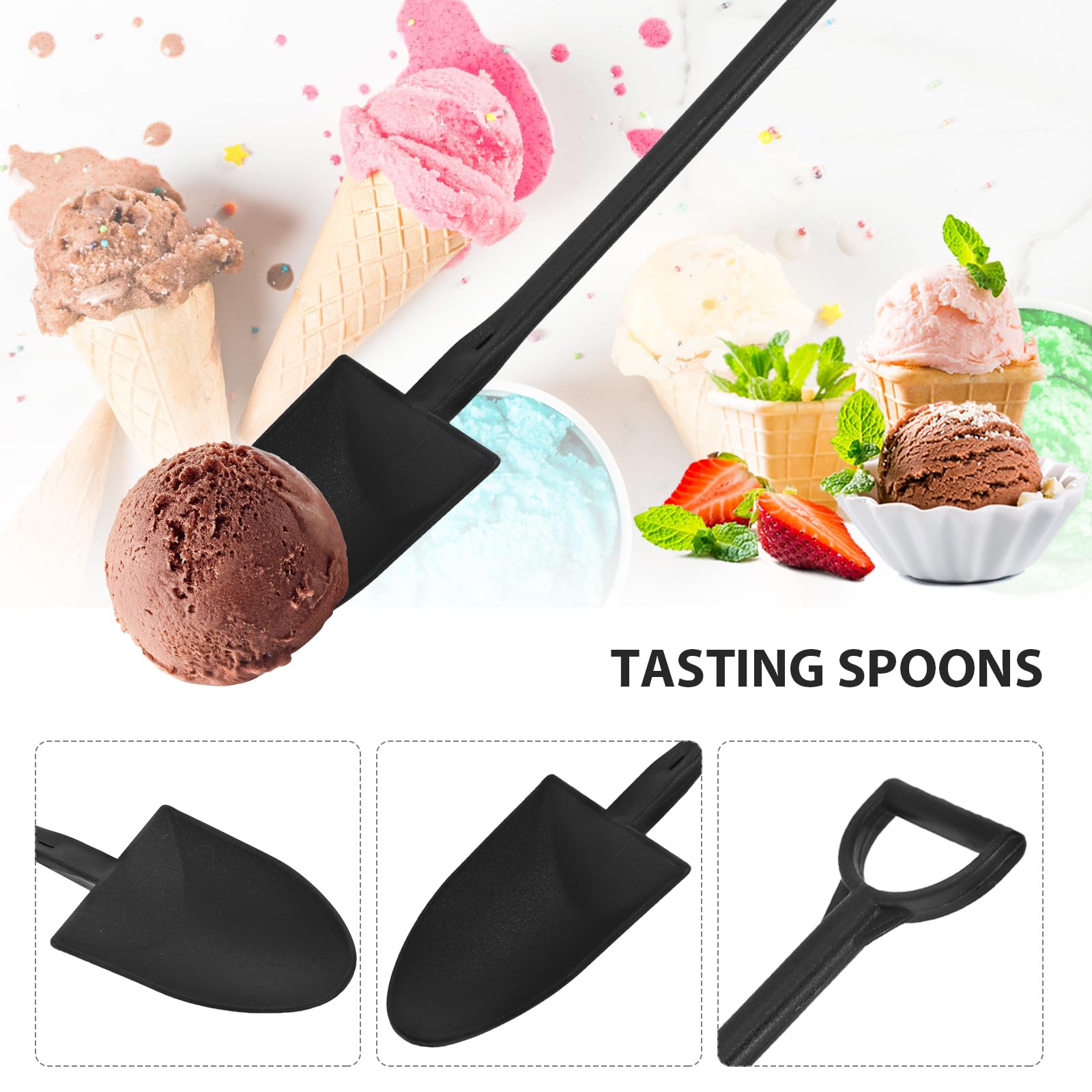 Housoutil 100 Pack Mini Shovel Shape Spoons,Disposable Plastic Dessert Spoon,Plastics Ice Cream Dessert Spoon Shovels, Pudding Y