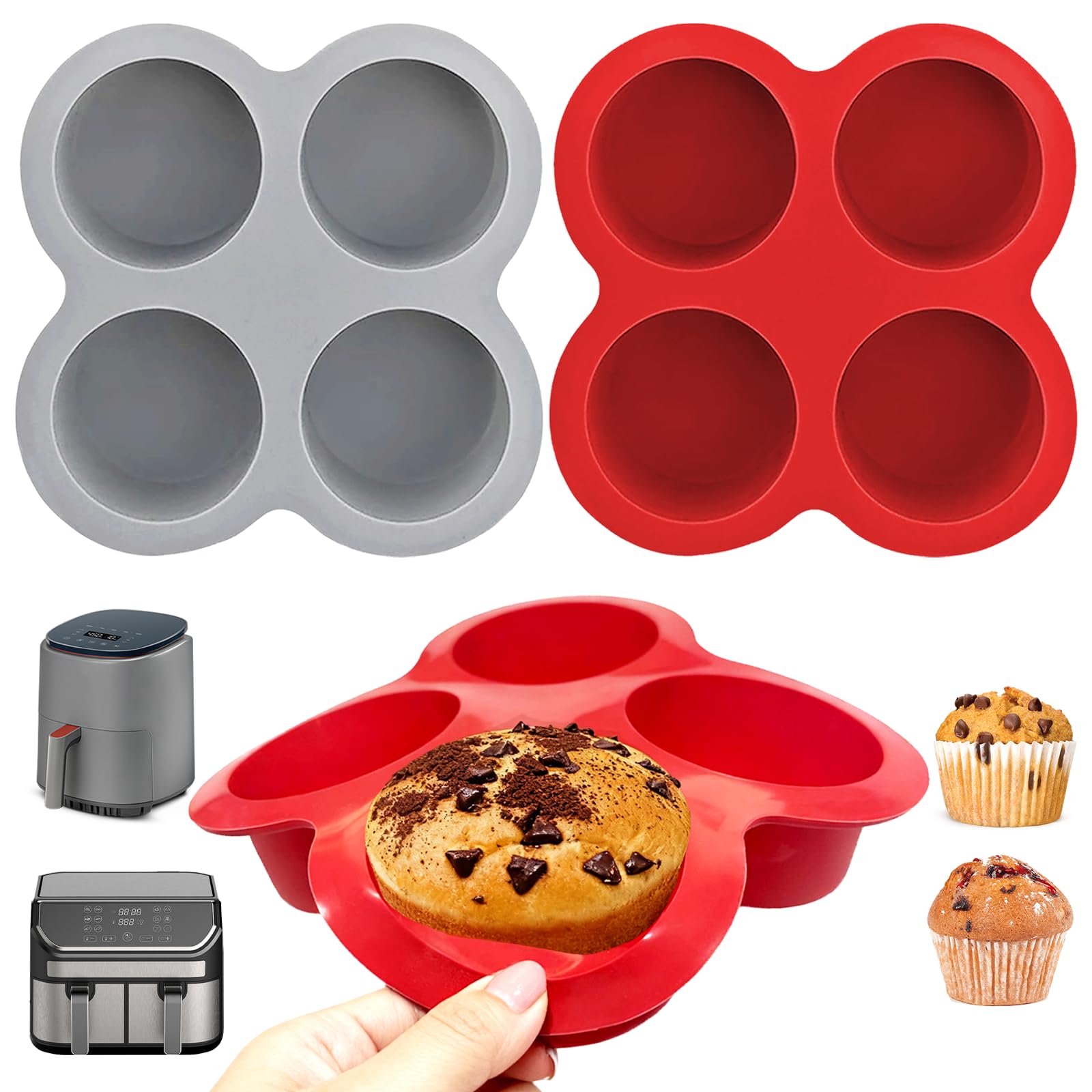 3 Pack Silicone Egg Bite Molds, Air Fryer Accessories Baking Pans