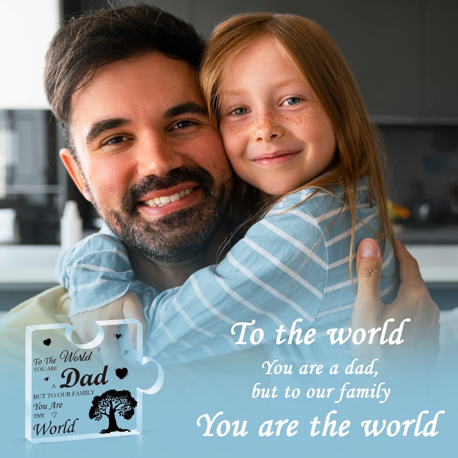 CSYY Dad Gift from Daughter Son, Acrylic Plaque Gift for Dad, Dad Plaque Gift Puzzle Shaped, Dad Birthday Present, Dad Presents