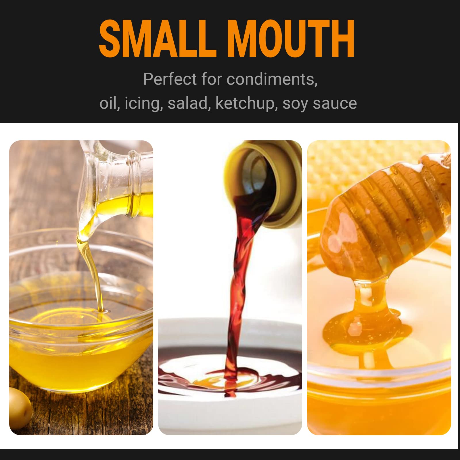 Belinlen 6 Pack 400Ml/14Oz Condiment Squeeze Bottles Plastic Empty Condiment Dispenser With Cap Lids - Perfect For Condiments, O