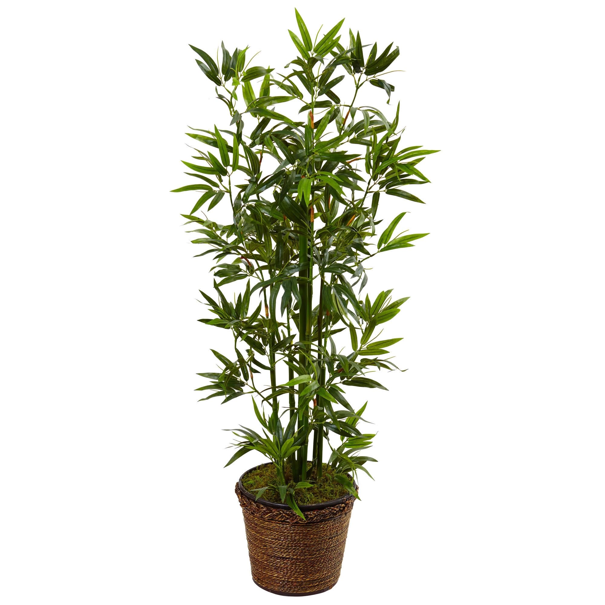 Nearly Natural 4ft. Bamboo Artificial Tree in Coiled Rope Planter