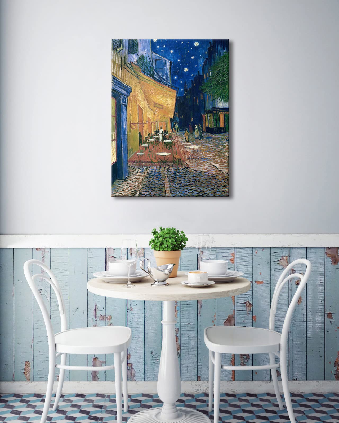 Wieco Art Framed Art Giclee Canvas Prints Of Cafe Terrace At Night Canvas Prints Wall Art By Van Gogh Paintings Abstract Framed