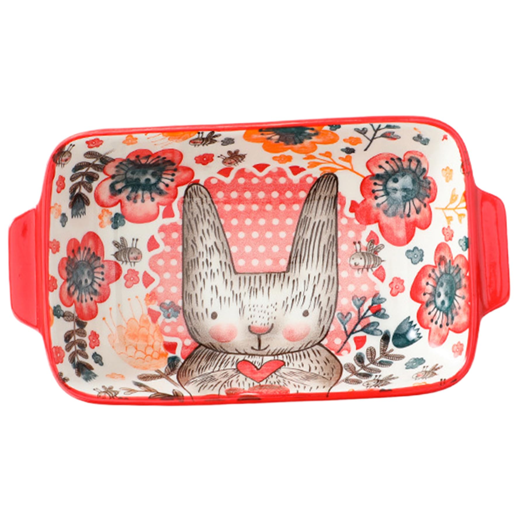 Ssguopte Baking Dish 8.7x4.8 Cute Animal Casserole Dish Ceramic Baking with Handles Rectangular Pans Oven Safe & Lasagna Pan f