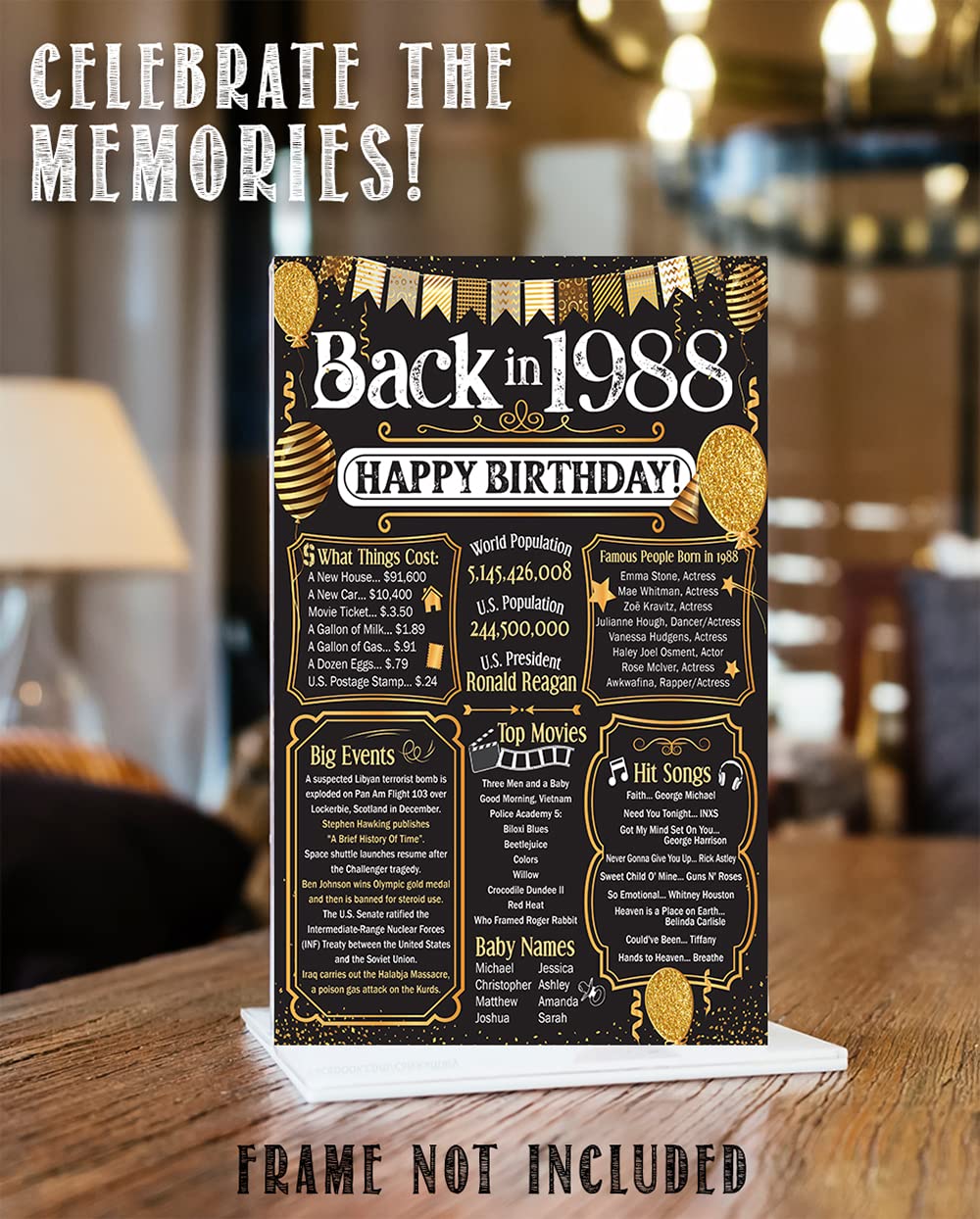 37th Birthday Party Decorations for 37th Birthday (Thirty-seven) - Remembering The Year 1988 - Party Supplies - Gifts for Men an