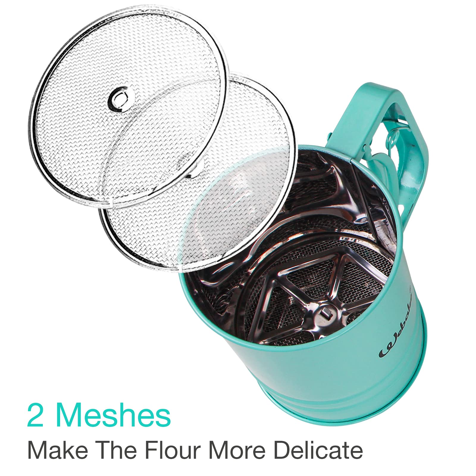 Webake Flour Sifter For Baking Stainless Steel One-Handed Small Flour Sieve Kitchen Sifter Cocoa Powder Sieve Baking Supplies St