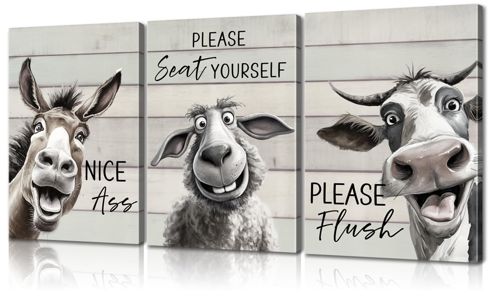 3 Pieces Bathroom Decor Bathroom Wall Decor Funny Bathroom Decor Funny Bathroom Wall Art Funny Bathroom Signs Animal Bathroom Wa