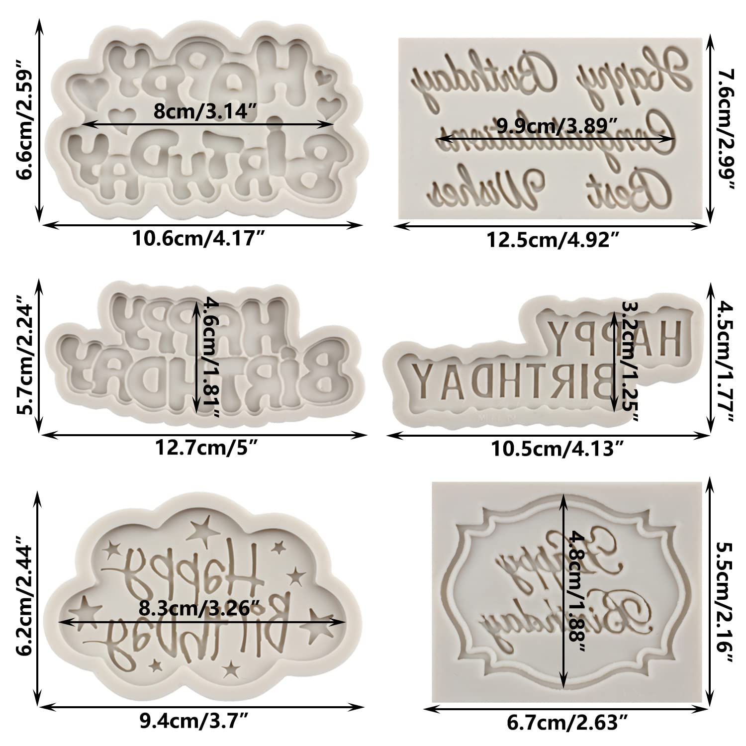 Sijiangmold Happy Birthday Silicone Molds Birthday Alphabet Fondant Silicone Mold Chocolate Molds Letters Silicone Fondant Cake