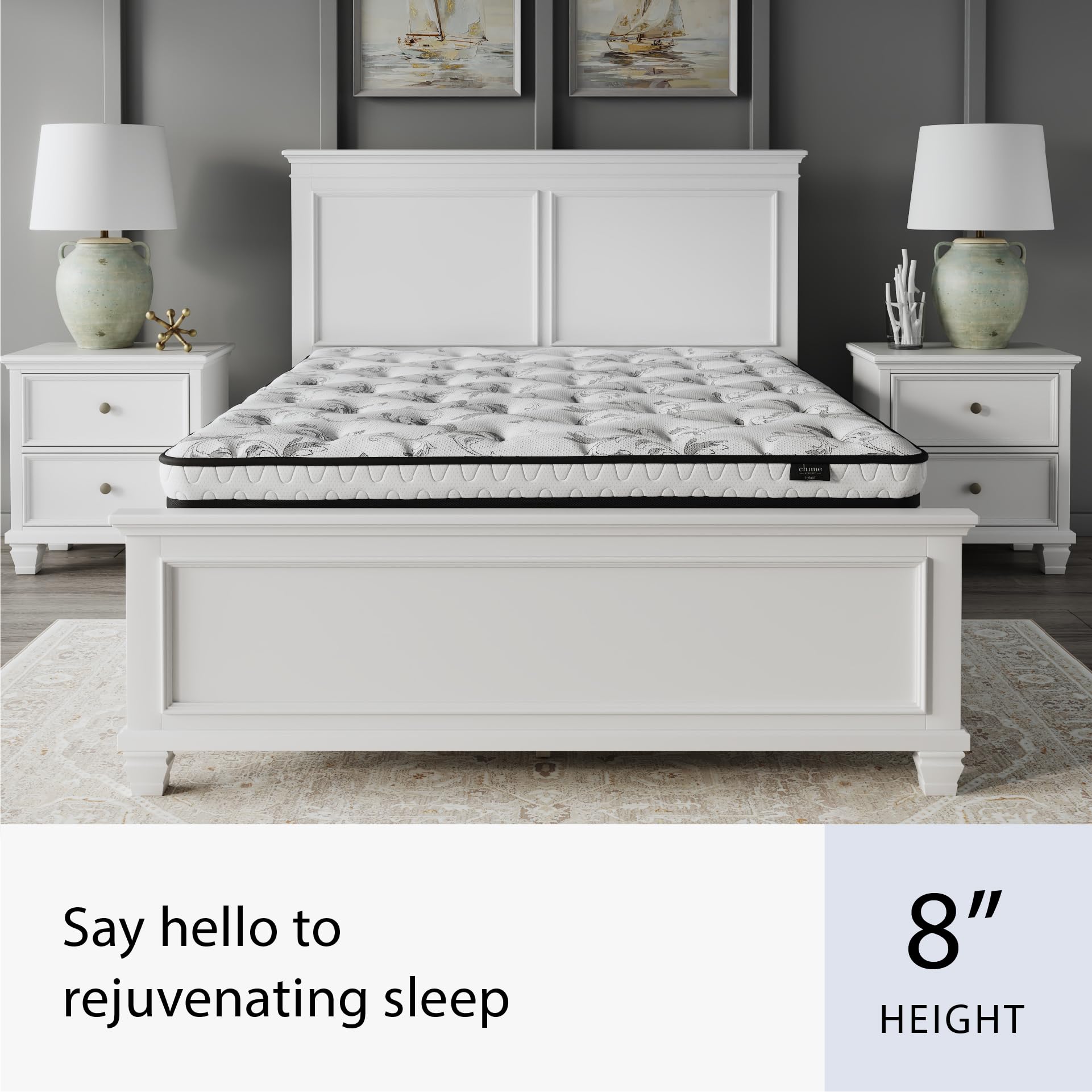 Signature Design by Ashley Queen Size Chime 8 Inch Medium Firm Innerspring Mattress with Pressure Relief Quilt Foam