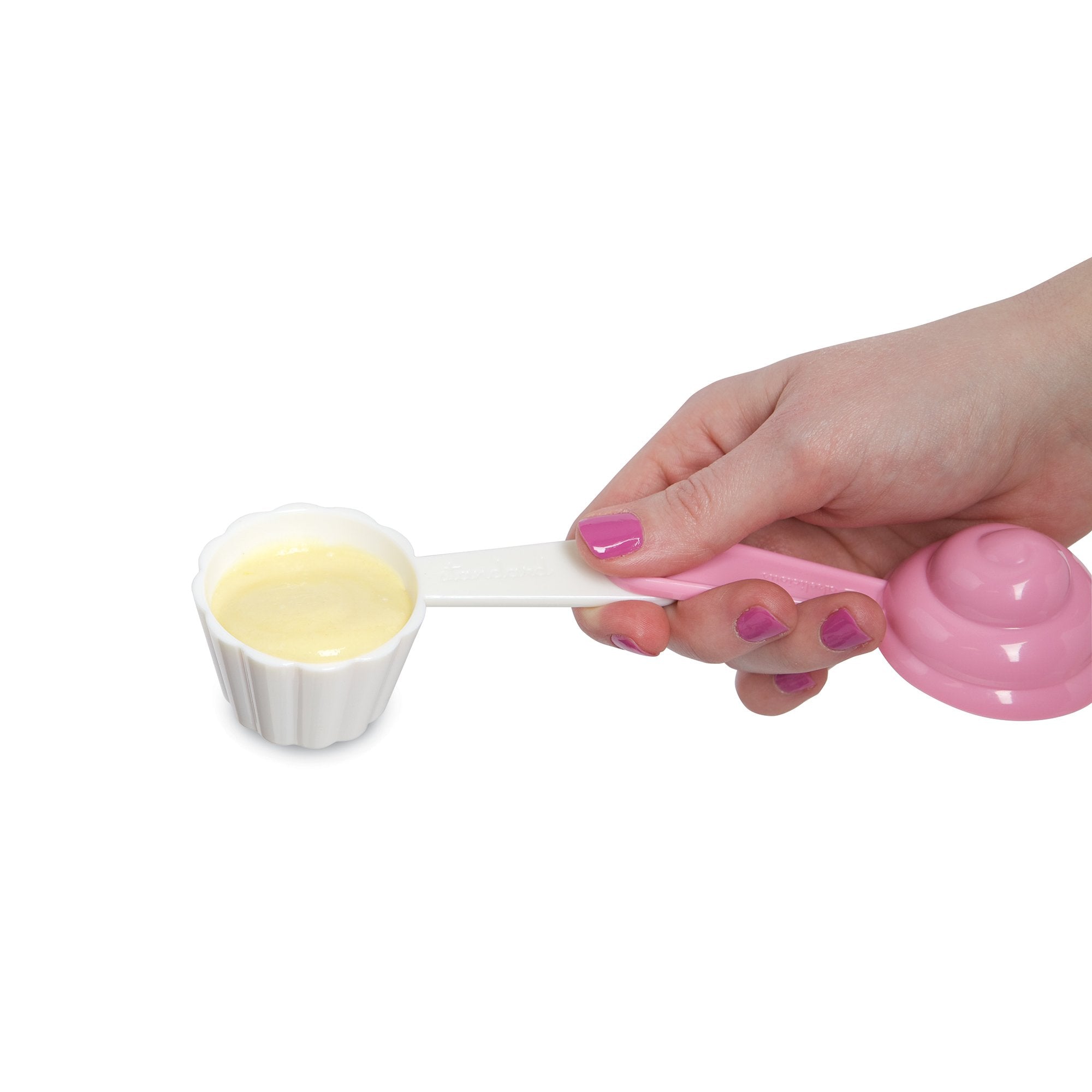 Bakelicious Cupcake Batter Spoon, Pink & White, 2.5x3.88x7.25 inches, Model 73850