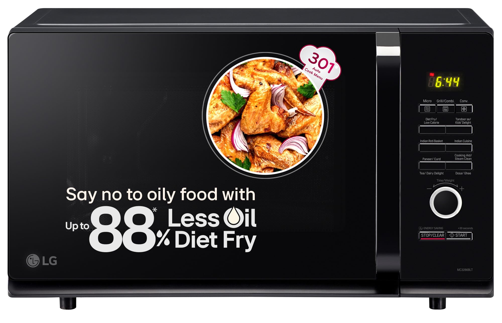 Lg 32 L Convection Microwave Oven (Mc3286Blt, Black, Auto Cook Menu, Diet Fry And With Stainless Steel Cavity)