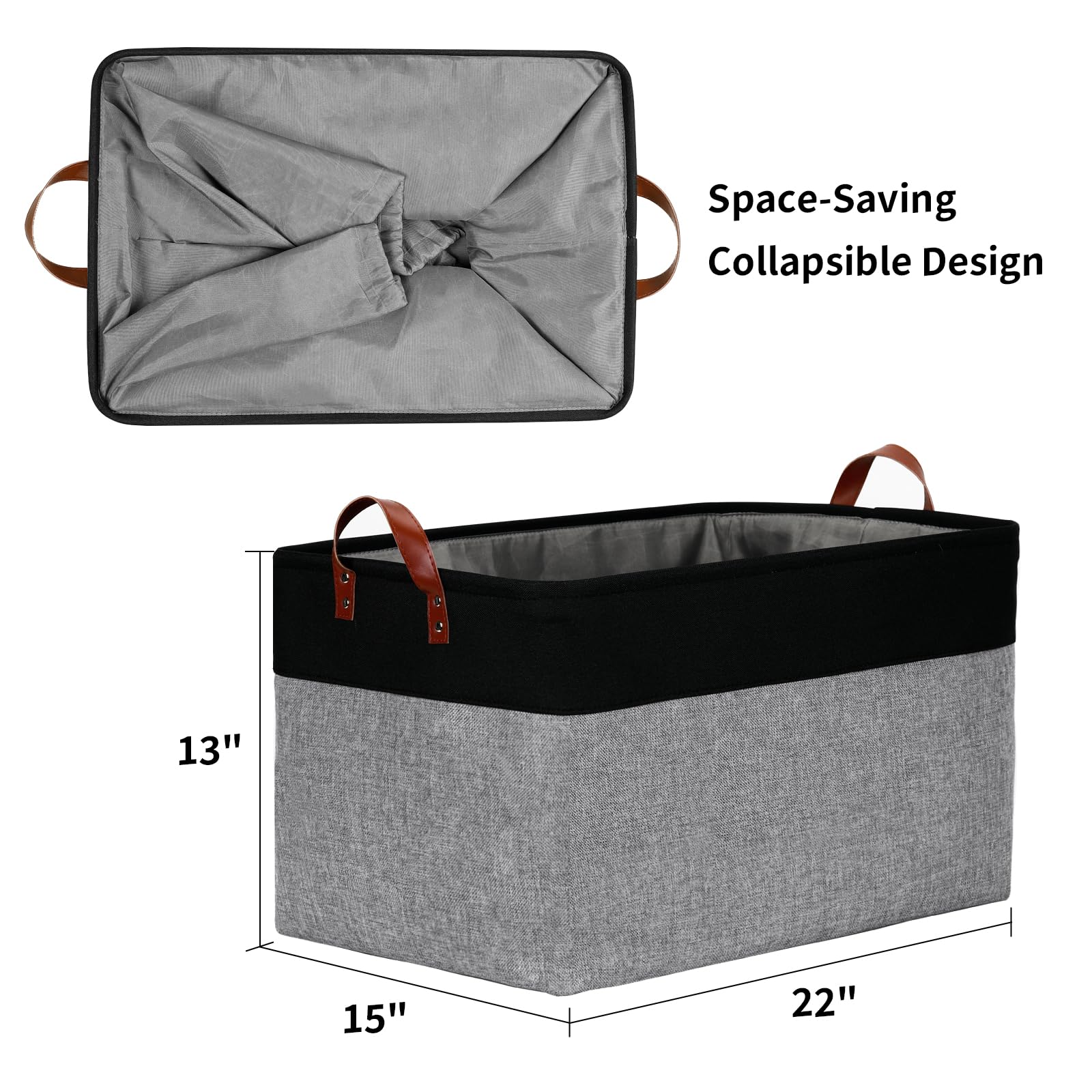 Dullemelo Extra Large Canvas Fabric Storage Basket, 70L Foldable Closet Storage Bin With Handles, 22'' Large Blanket Basket Livi