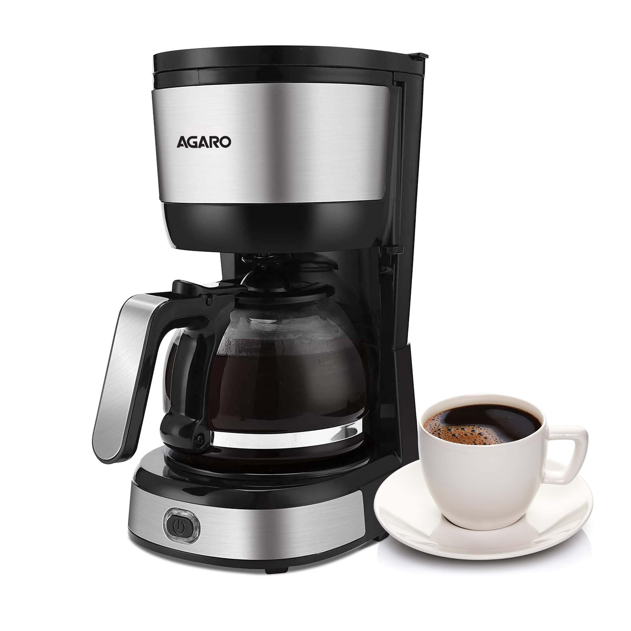 Agaro Royal 4 Big Cups Drip Coffee Maker, 600 Ml Borosilicate Glass Carafe Jar, 750W, Water Tank With Level Indicator, Brewer Ma