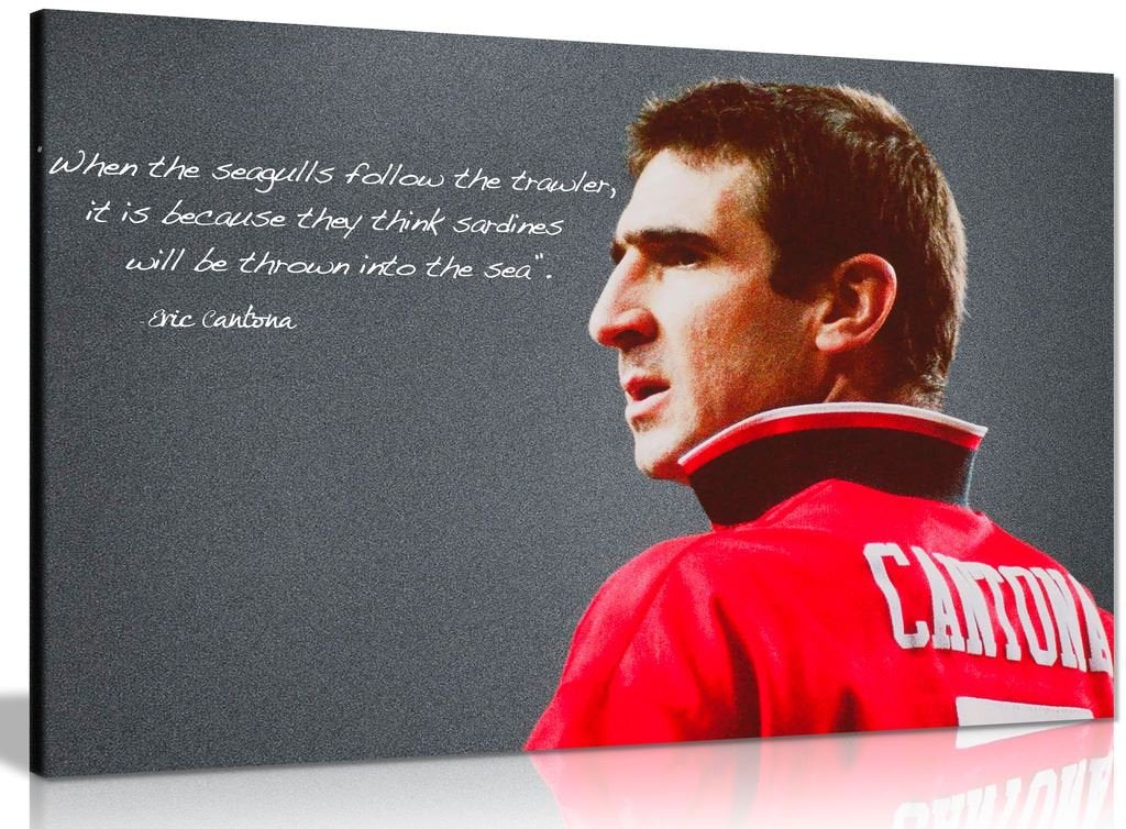 Eric Cantona Manchester United Sardines Quote Canvas Wall Art Picture Print (12X8In)
