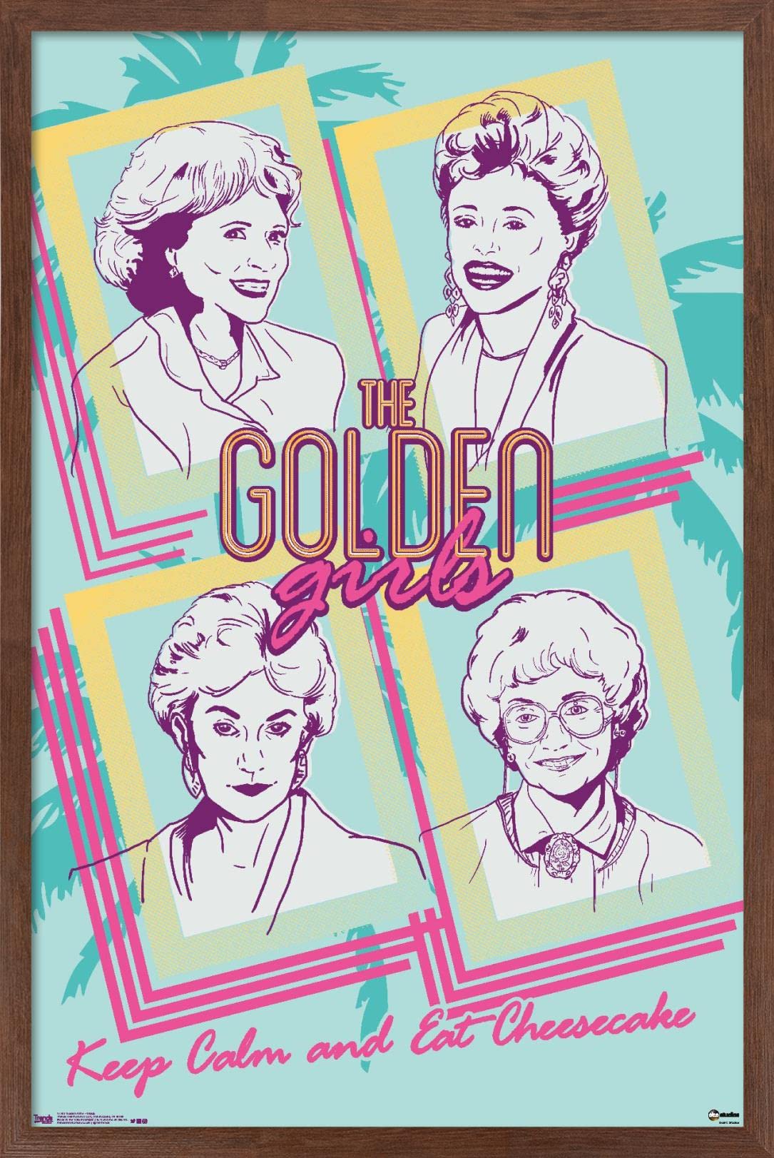Trends International Golden Girls-Group Wall Poster, 14.725 In X 22.375 In, Mahogany Framed Version