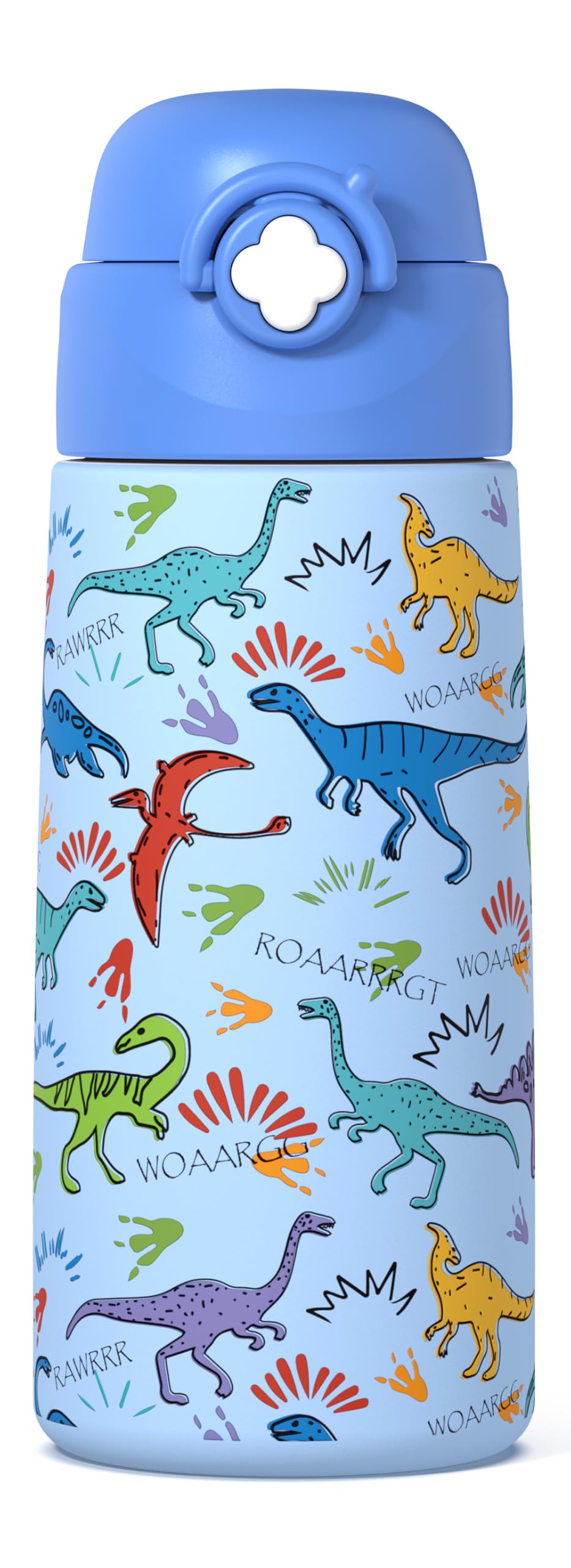 Ntswasd Boys Insulated Water Bottle with Covered Pop-Up Straw,16 oz Kids Cups with Stainless Steel Leak Proof for School(Blue-Di