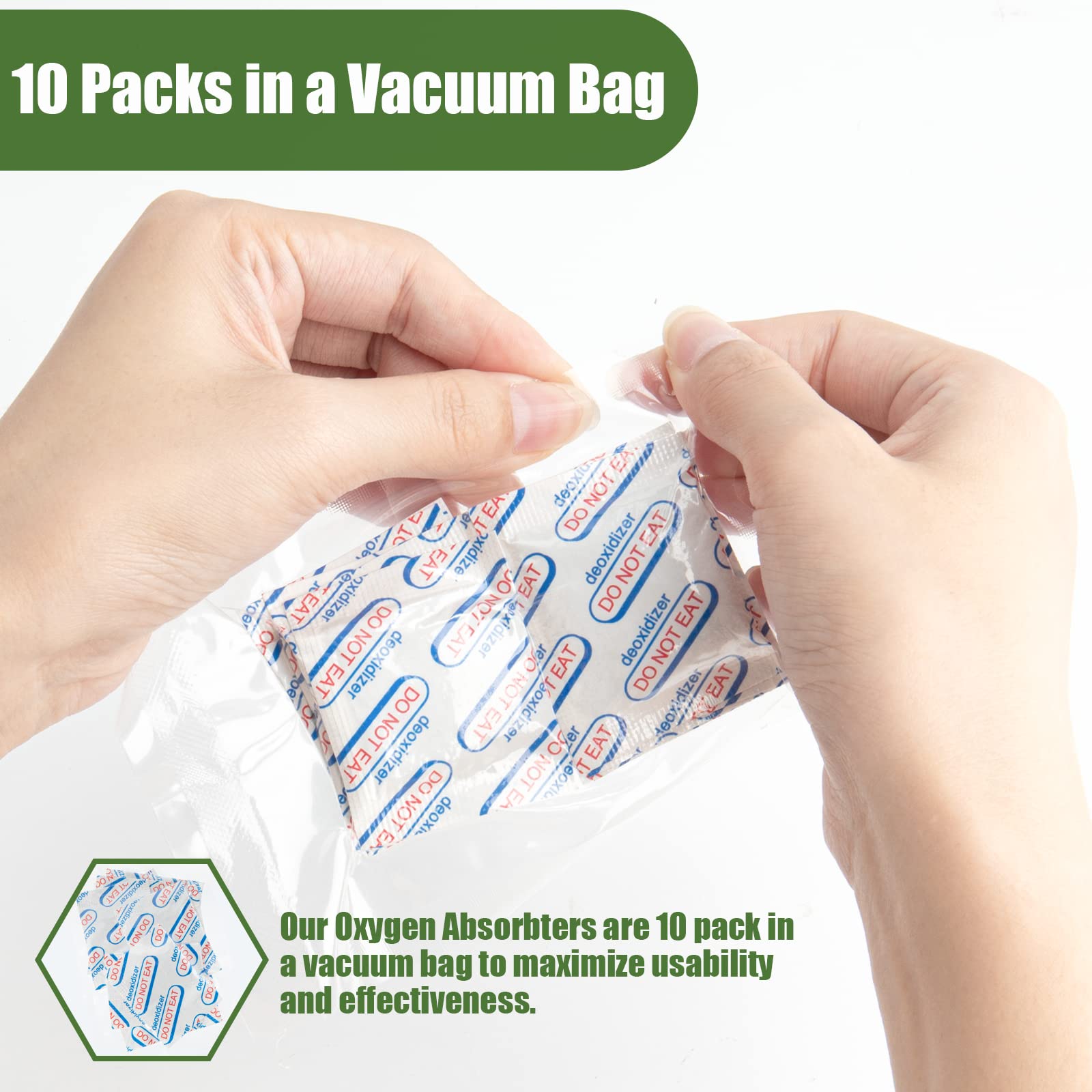 120 Packs 500CC Food Grade Oxygen Absorbers (10 Pack in Individual Vacuum Bag )   Oxygen Absorbers For Long Term Food Storage with Oxygen Indicator   Works in Mylar Bags  Mason Jars  and Vacuum Bags
