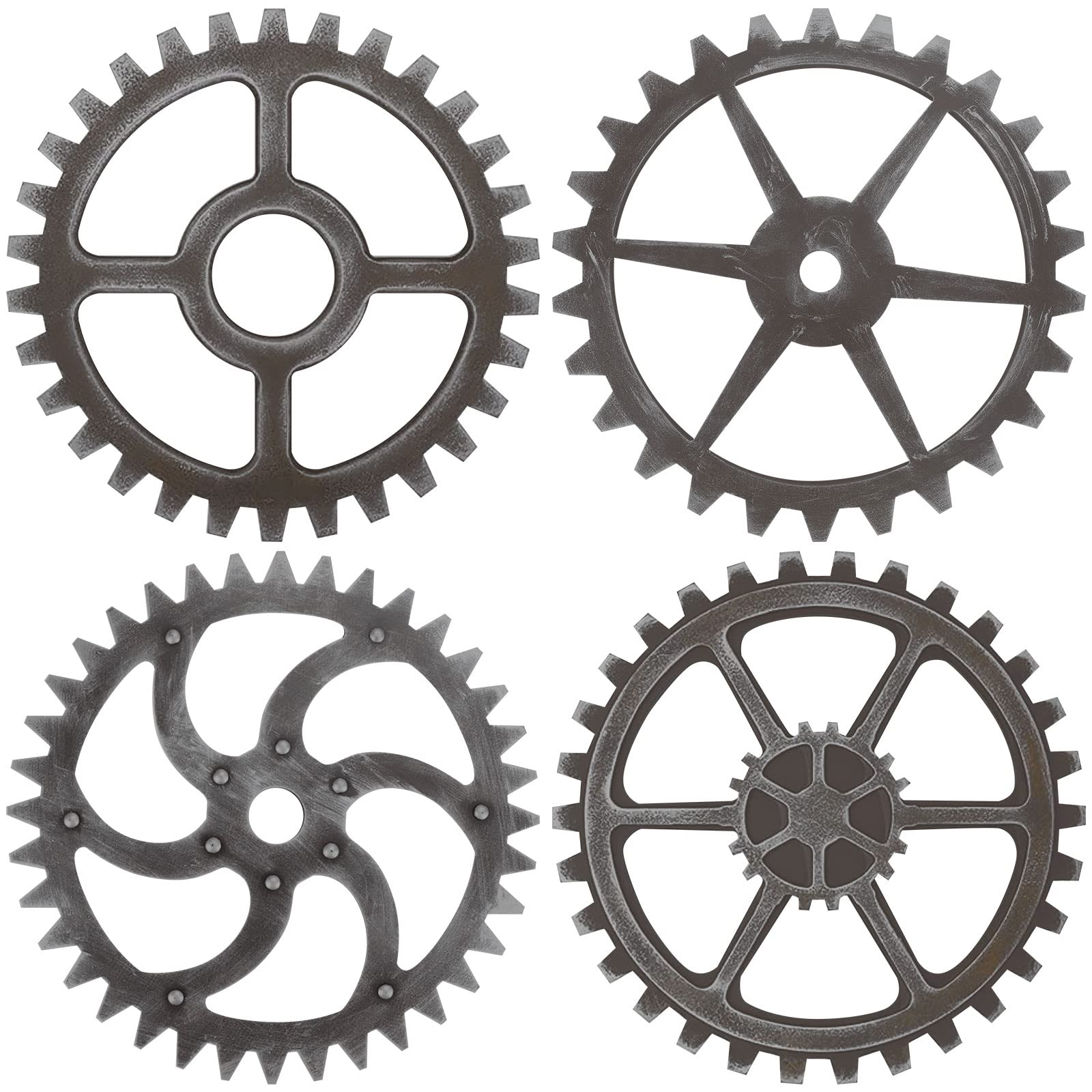 Yulejo 4 Pieces Wooden Industrial Steampunk Style Gear Wheel Wall Decoration 10 Inch Vintage Wooden Gear Combination Farmhouse H