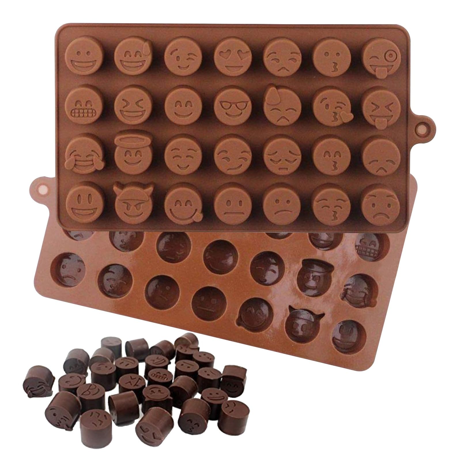 Clazkit Silicone 28-Cavity Emoji Emoticans Candy Chocolate Diy Molds (Weight : Approx 5 Grams & Size : 2 X 2 X 1.5 Cm Per Cavity